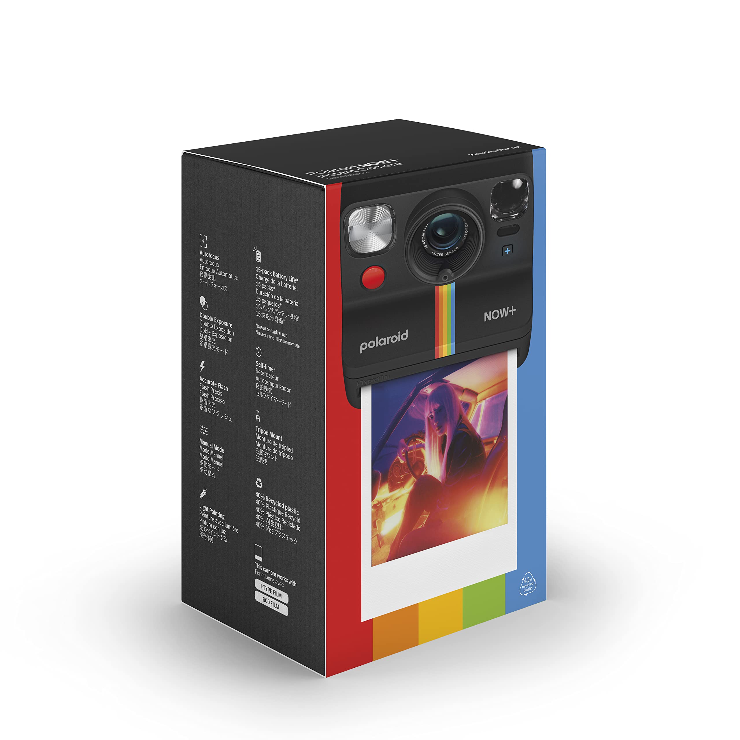 Polaroid Now+ Generation 2 Instant Camera Bundle with 16 Photos - Bluetooth Connected, App Controlled - Black - Perfect for Travel, Parties & Creative Photography