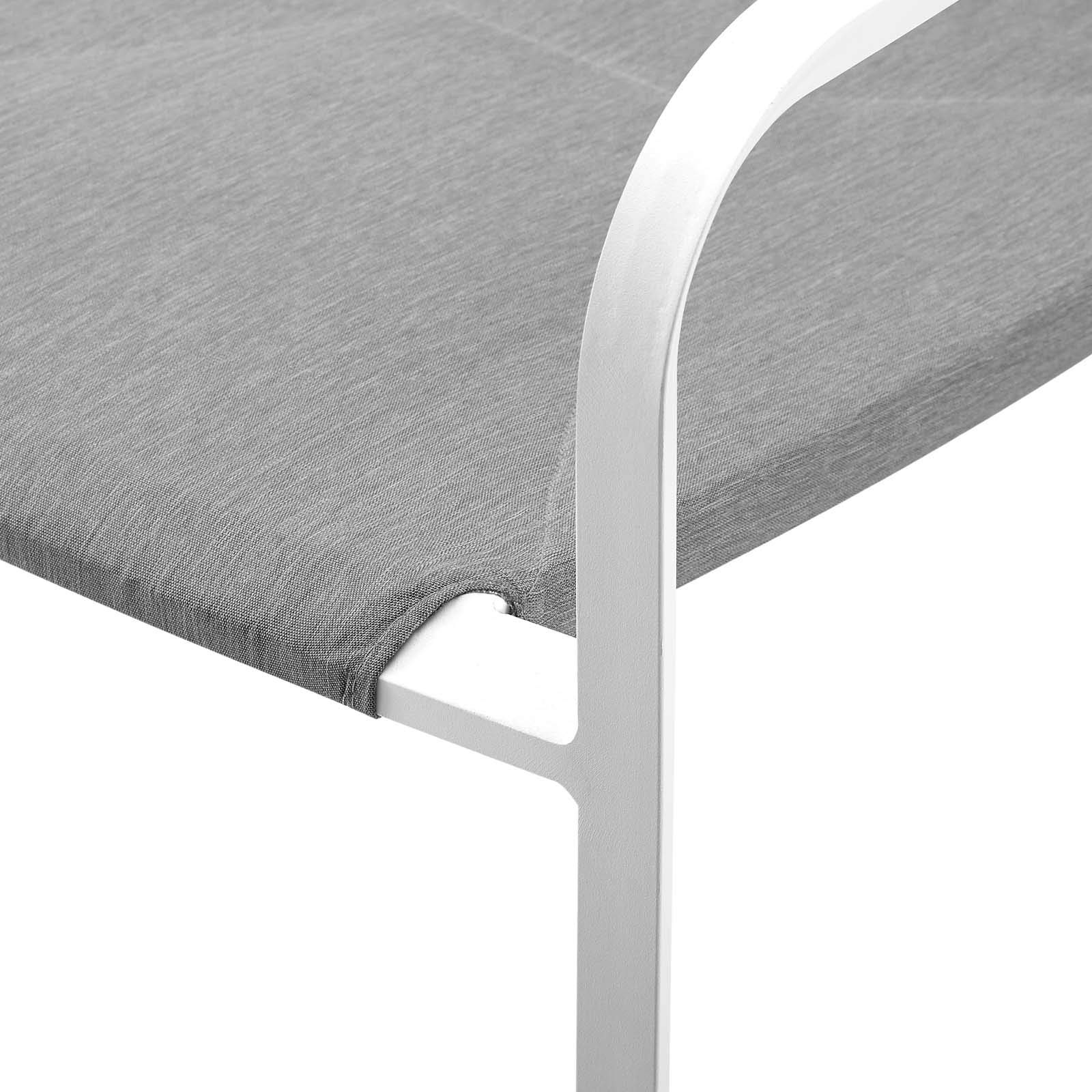 Modern Outdoor Patio Dining Armchair - Waterproof Fabric & Aluminum Frame - White & Gray - Perfect for Garden, Poolside, and Backyard Relaxation