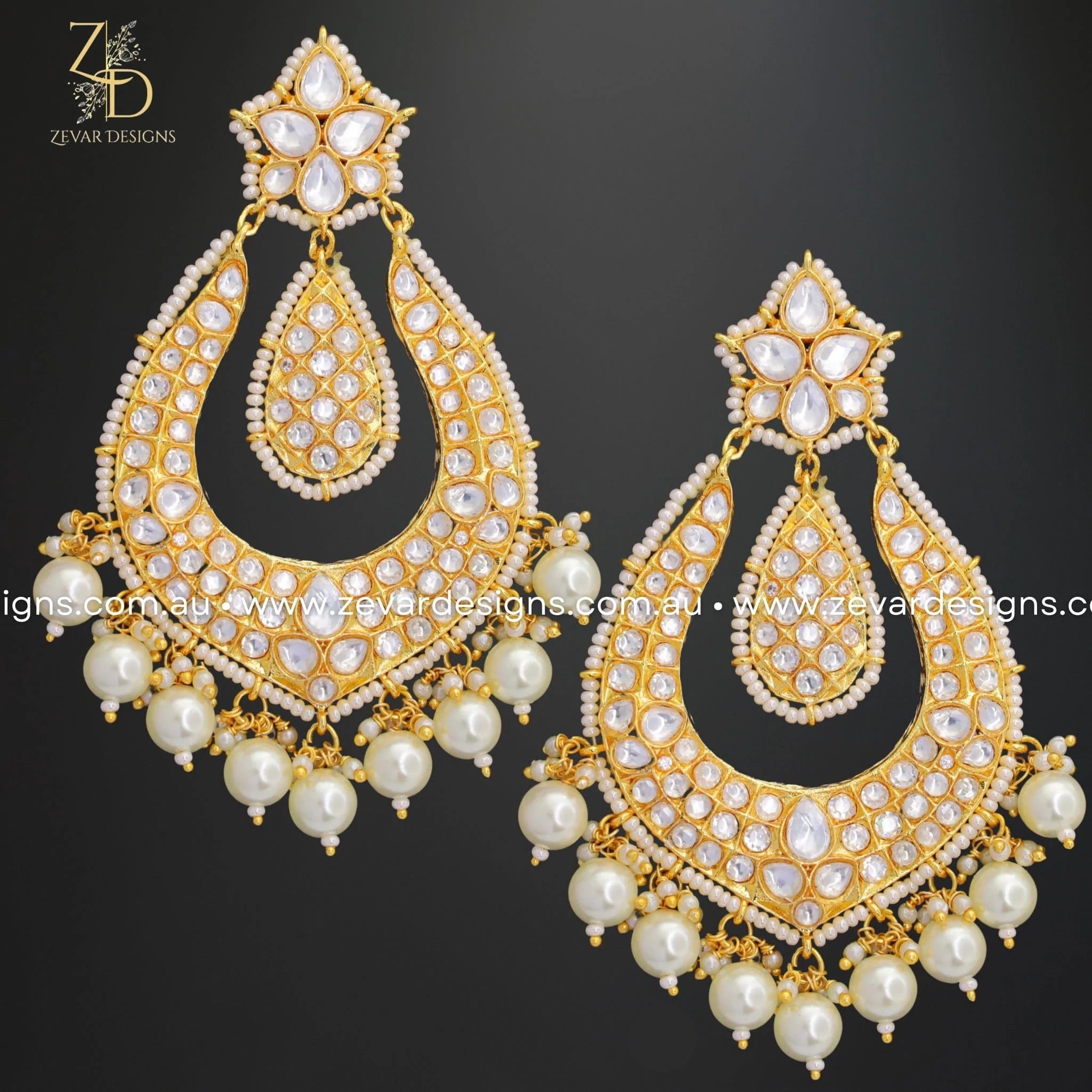 Exquisite Kundan Chandbali Earrings with Pearls | Traditional Indian Jewelry for Weddings & Festive Occasions