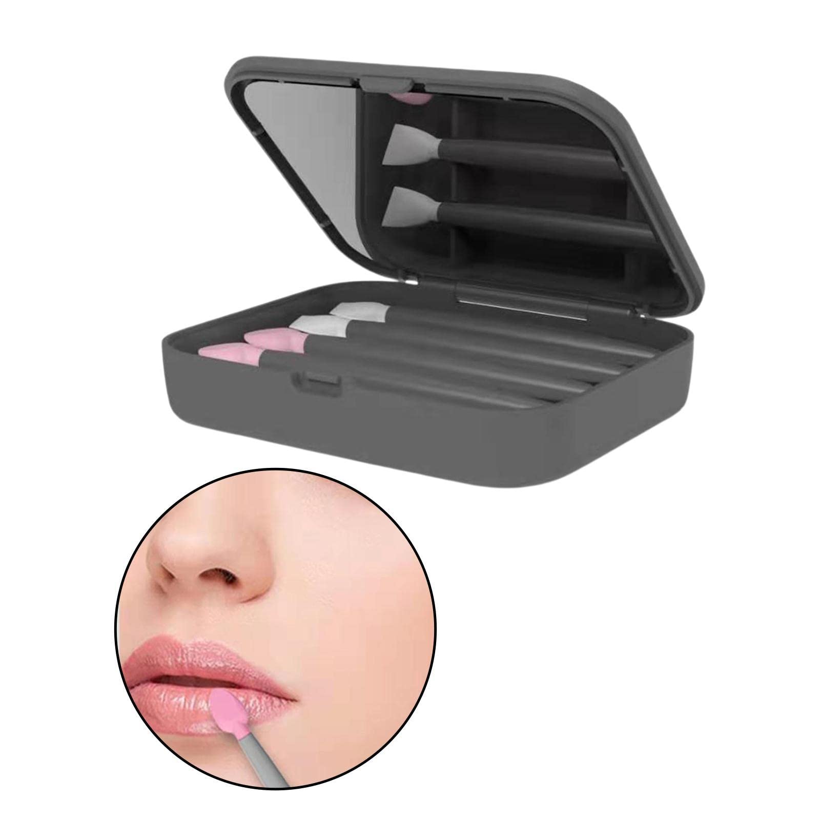 GAH Silicone 2-Piece Eye & Lip Brush Set - Professional Eyebrow Concealer Applicator (Black) - Perfect for Makeup Artists & Beauty Enthusiasts