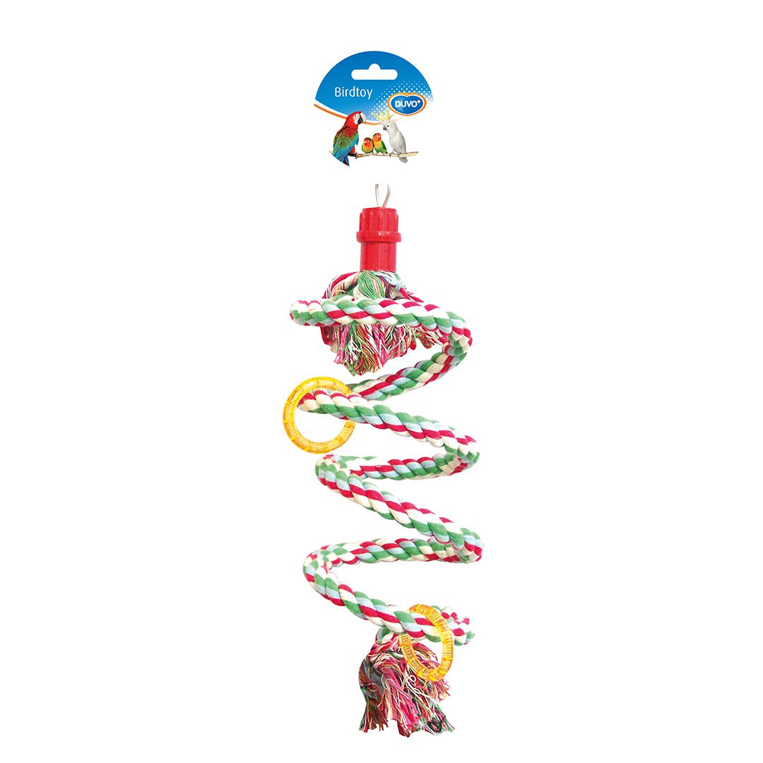 DUVO PLUS 4745018 Bird Toys - 35cm Spiral Rope Chew Toy for Parrots, Cockatiels & Small Birds - Durable & Safe for Cage Climbing, Play & Exercise