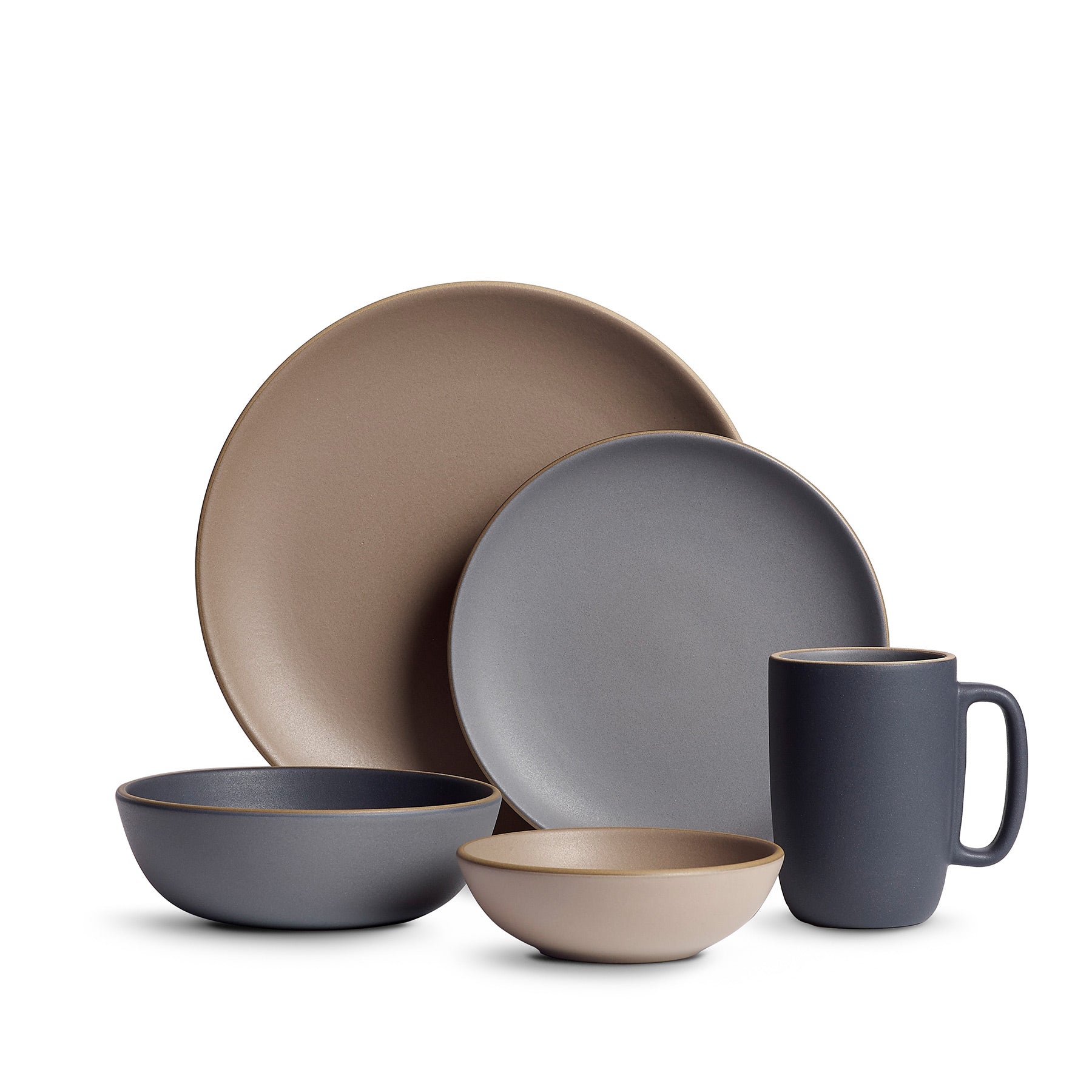 Premium Miller 5-Piece Dinnerware Set - Porcelain Plates, Bowls & Mugs - Elegant Dinnerware for Family Meals, Dinner Parties & Restaurant Use
