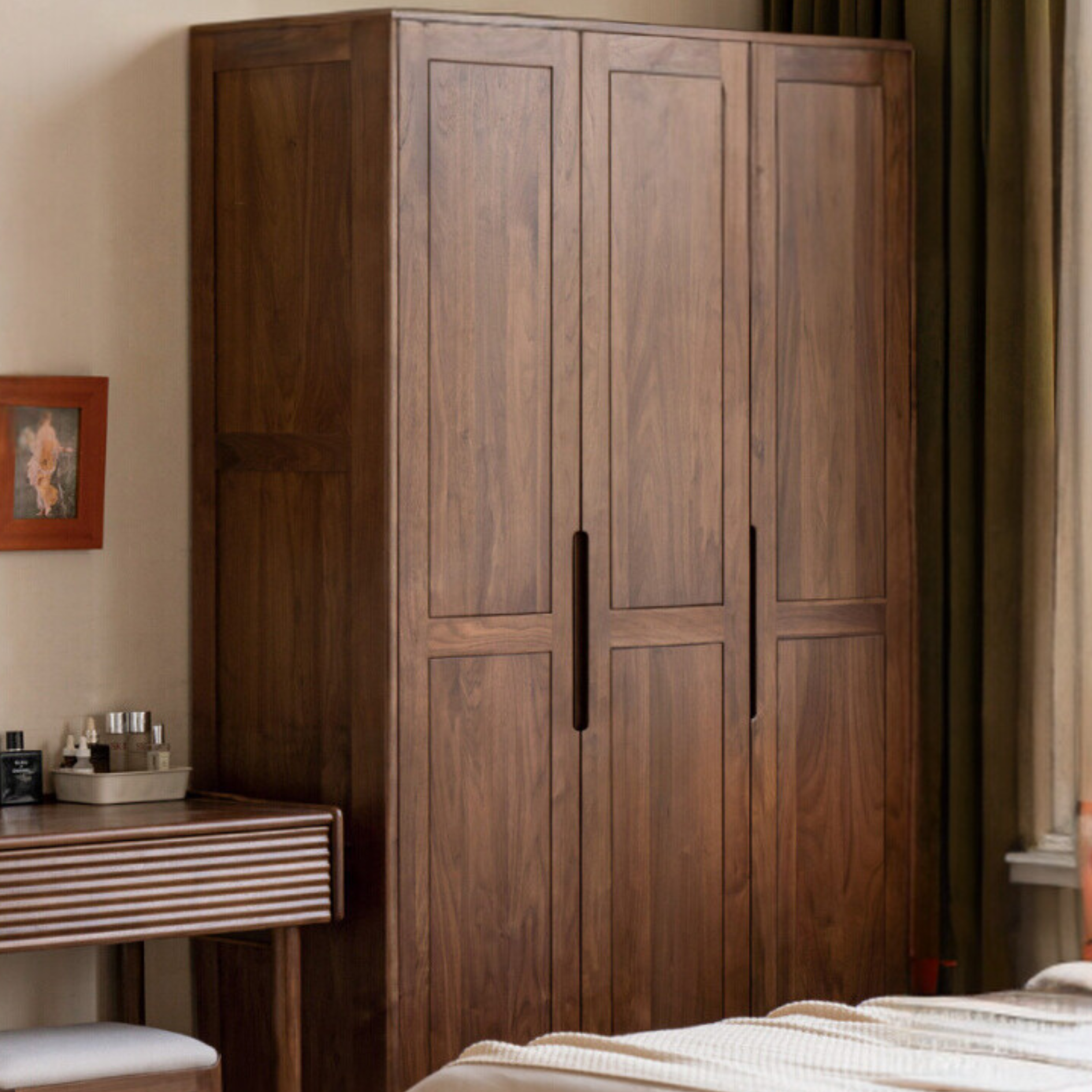 Premium Black Walnut Solid Wood Wardrobe - Handcrafted Closet Organizer with Adjustable Shelves | Perfect for Bedroom, Walk-in Closet & Master Suite Organization