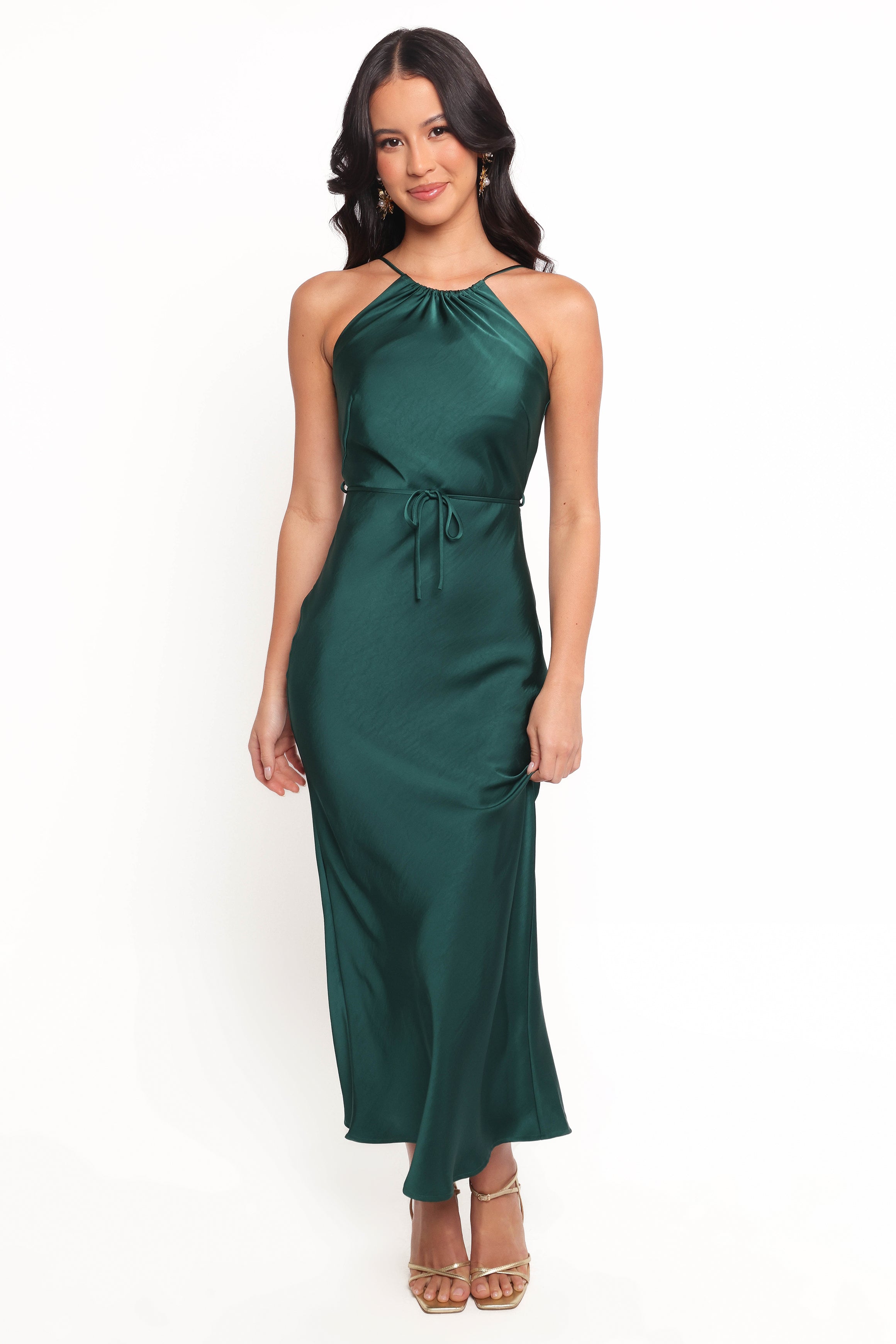 Liana Midi Dress - Emerald Green Women's Flowy Summer Dress for Casual Wear, Beach Vacation & Date Night