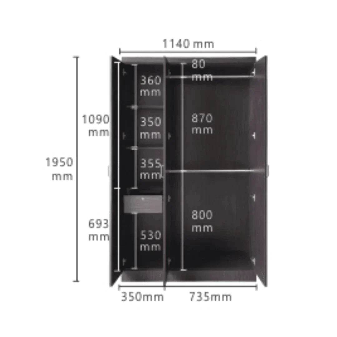 Eliose White Wash Open 3 Door Wardrobe Closet - Modern Freestanding Storage Cabinet for Bedroom, Living Room & Entryway
