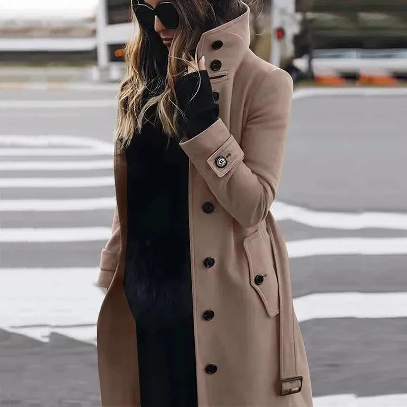 Warm Red Women's Wool Winter Coat - Stylish & Cozy Outerwear for Cold Weather, Snow Days & Winter Fashion