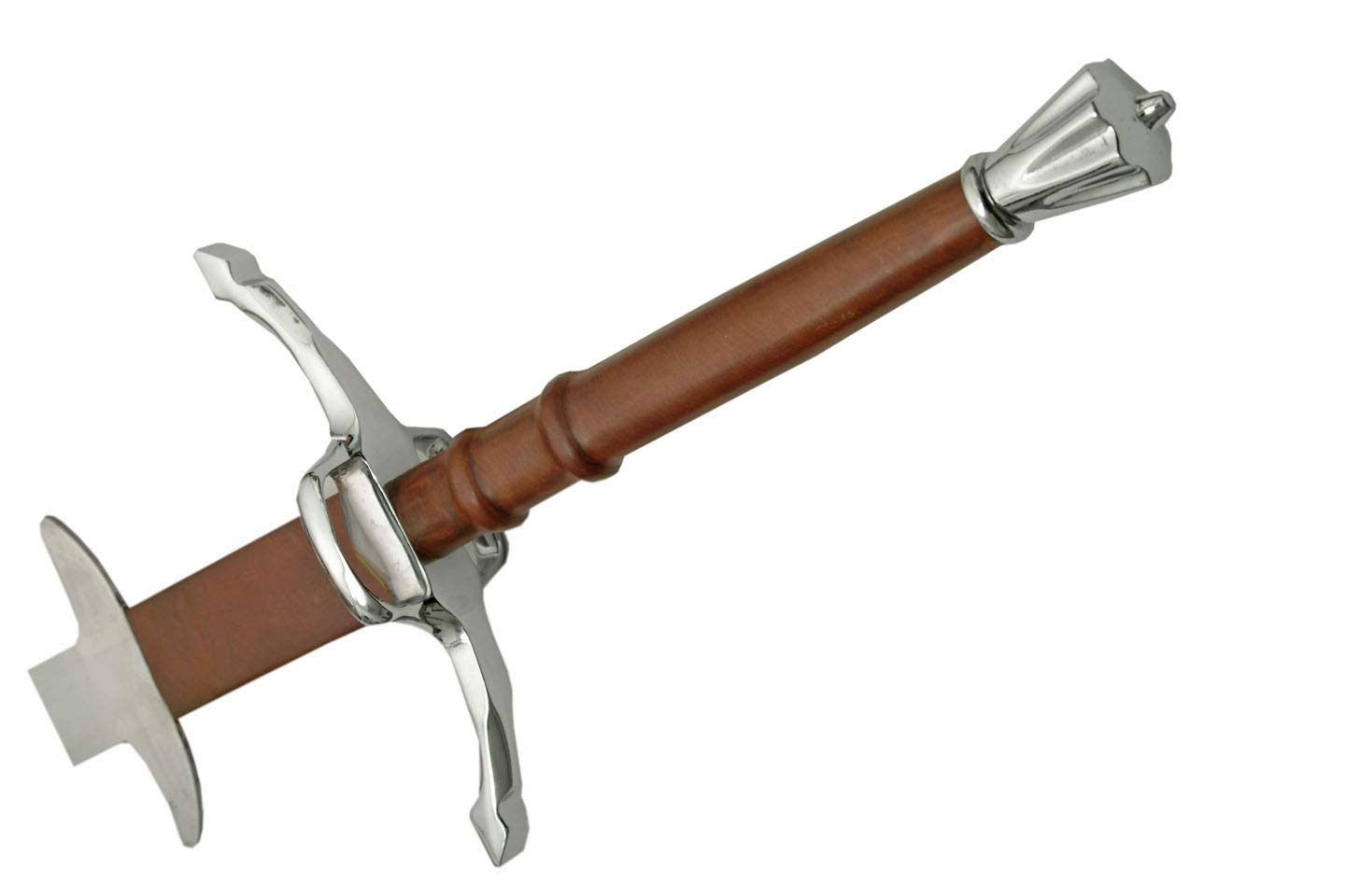 SZCO Supplies Flamberge Sword - Silver Medieval Replica for Collectors, Cosplay & Home Decor | Authentic Handcrafted European Style Sword for LARP, Theater & Display
