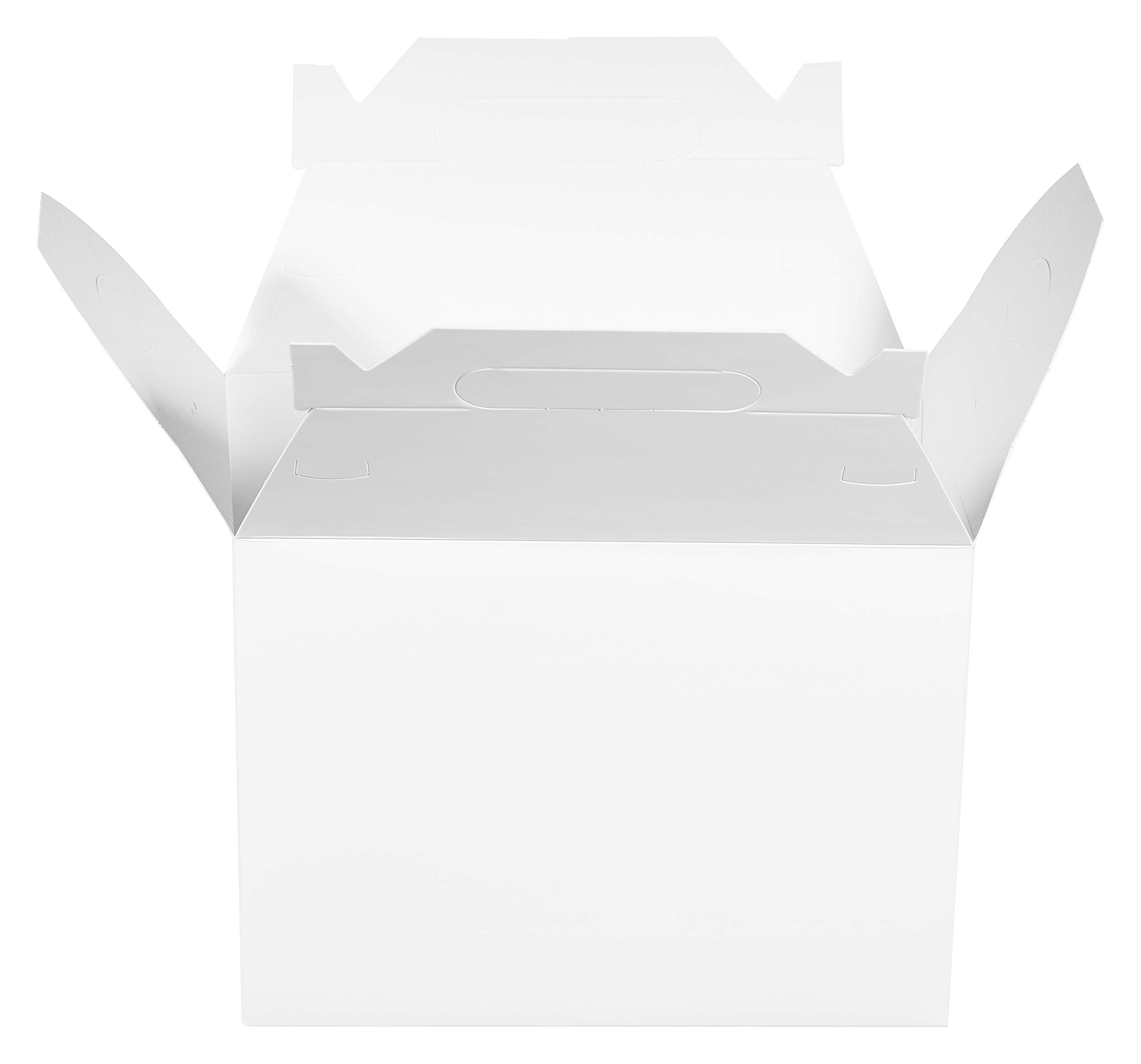 Premium White Gift Boxes - 9x5x6.75 Inches - Elegant Paper Gable Boxes with Handle for Birthdays, Weddings & Baby Showers - Bulk 50-Pack of Takeout Boxes for Restaurants, Party Favors & Carry-Out Meals - Perfect for Events, Catering & Special Occasions