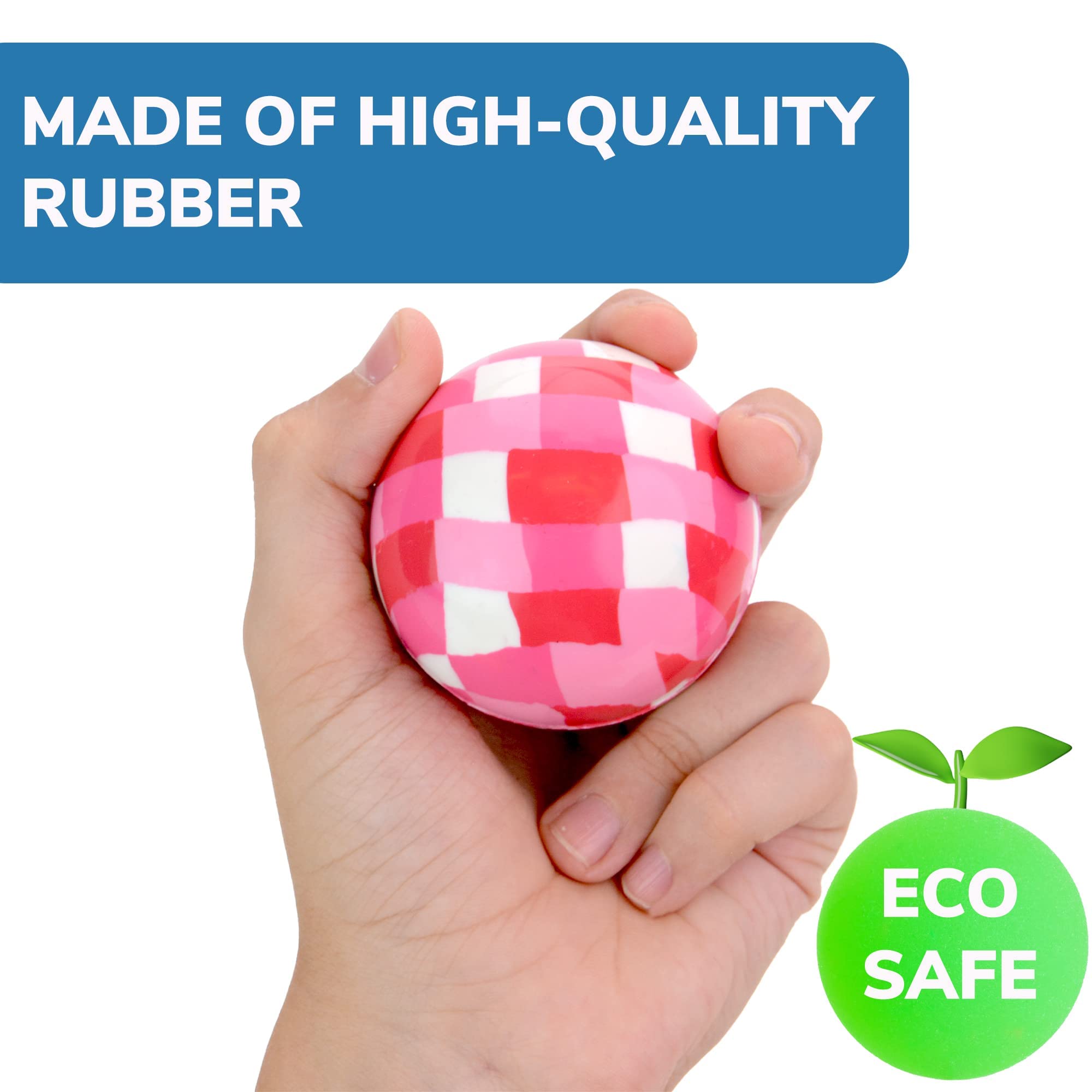 Entervending Bouncy Balls - 6 Pack Mixed Color Rubber Balls for Kids (60mm) - High Bounce Party Favors, Birthday Gifts, Classroom Rewards & Outdoor Play