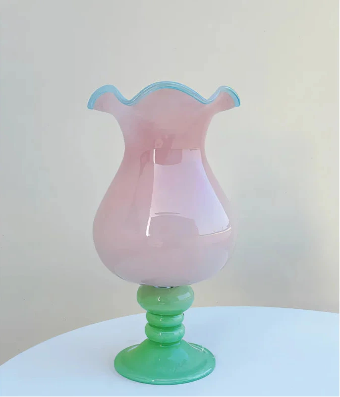 Lily Bloom Pedestal Glass Vase - Elegant 12