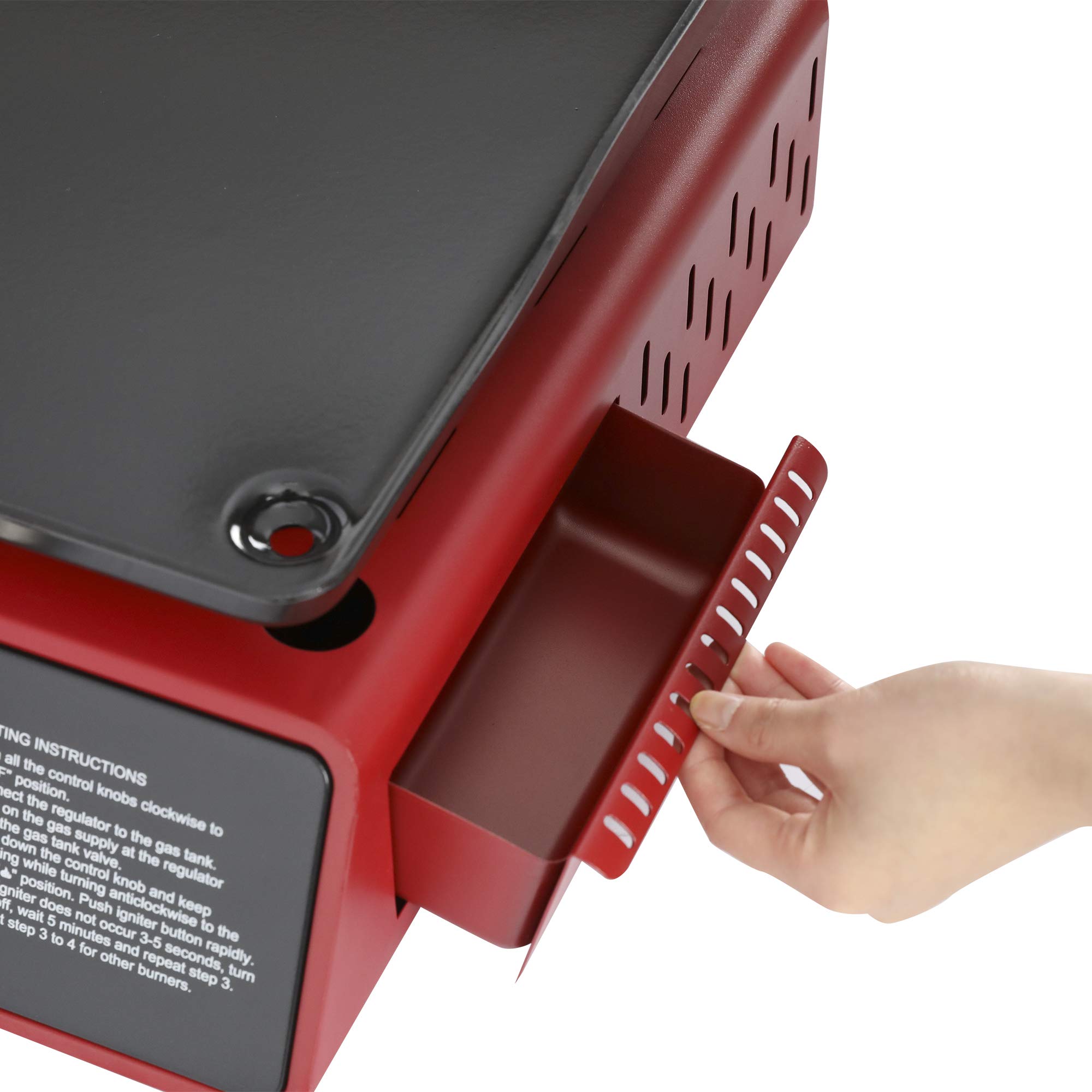 Royal Gourmet PD1301R Portable 24-Inch 3-Burner Table Top Gas Grill Griddle with Cover - 25,500 BTUs Outdoor Cooking for Camping, Tailgating, Backyard BBQs & Picnics - Red