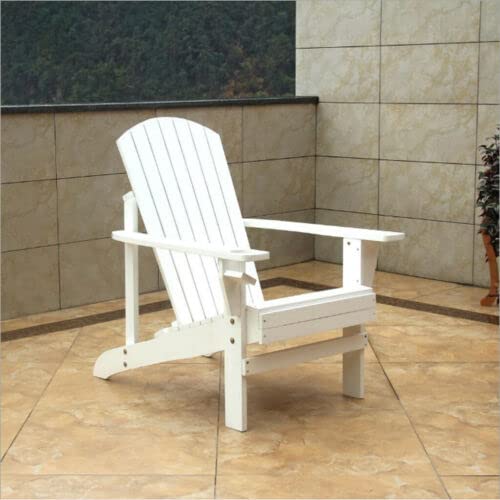 Premium Solid Wood Folding Reclining Adirondack Chair - Outdoor Patio, Beach & Garden Relaxation - Comfortable Adult Lounge Chair (White) - Perfect for Backyard, Poolside & Coastal Living