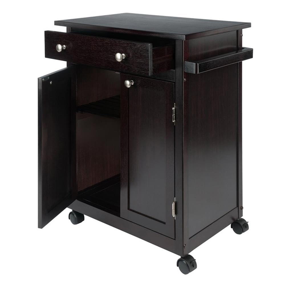 WINSOME Savannah Espresso Kitchen Island with Storage Shelf - Perfect for Small Kitchens, Dining & Breakfast Nooks