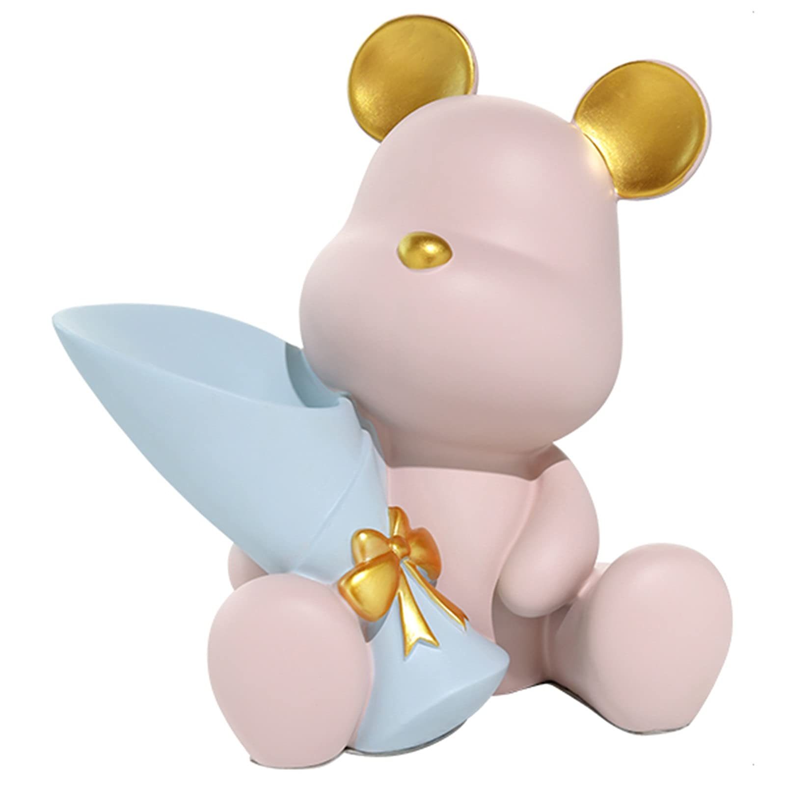 Creative Little Bear Resin Sculpture - Home Decor Statue for Living Room, Desk & Office - Unique Pen Holder & Bouquet Storage - Perfect for Tabletop, Bookshelf & Bar Decor