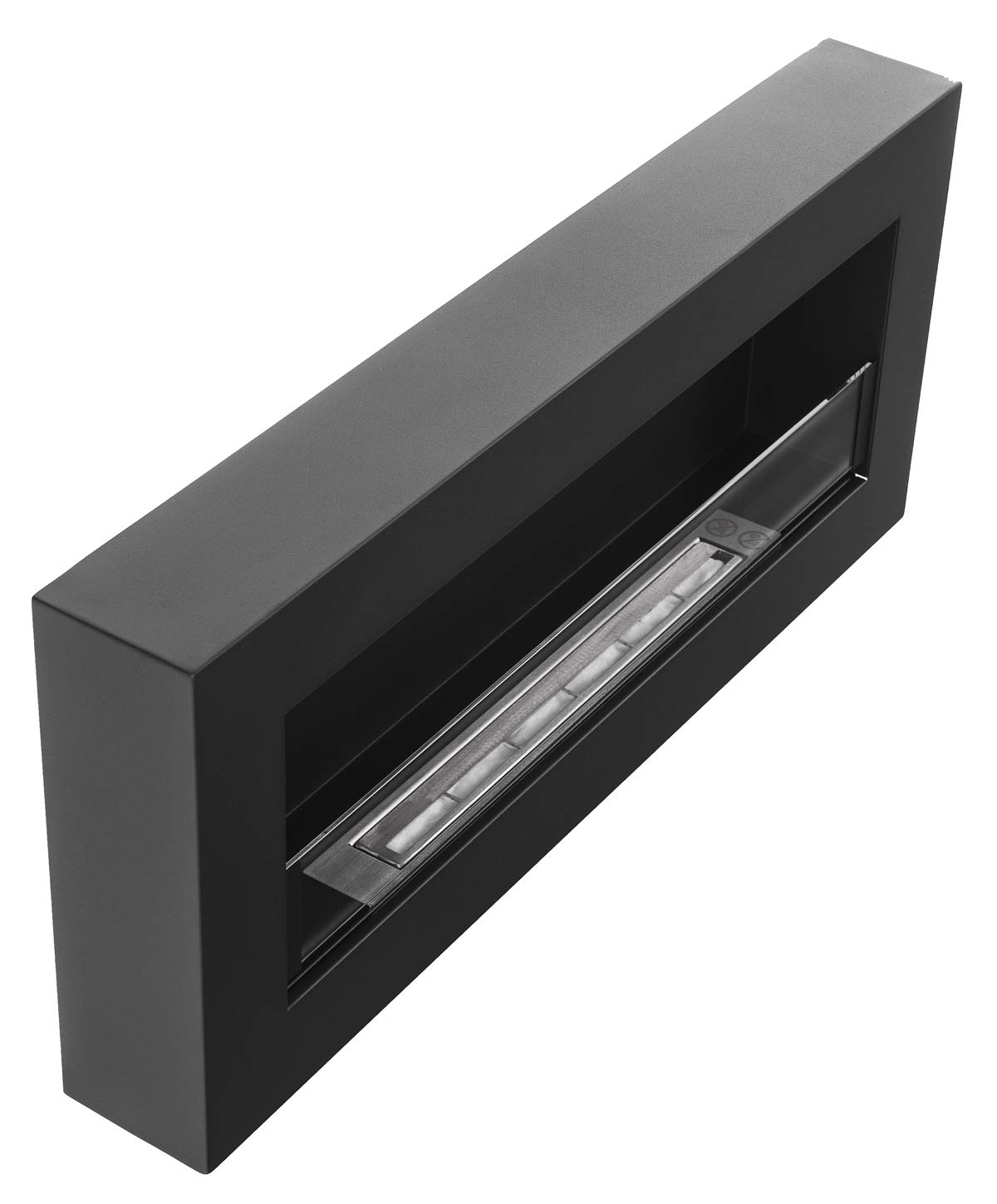 Black Wall-Mounted Bioethanol Fireplace Box - 90 x 40 cm Glass Panel Design | Modern Hanging Ethanol Fireplace for Living Room, Bedroom & Outdoor Decoration | Eco-Friendly & Ventless Heating Solution