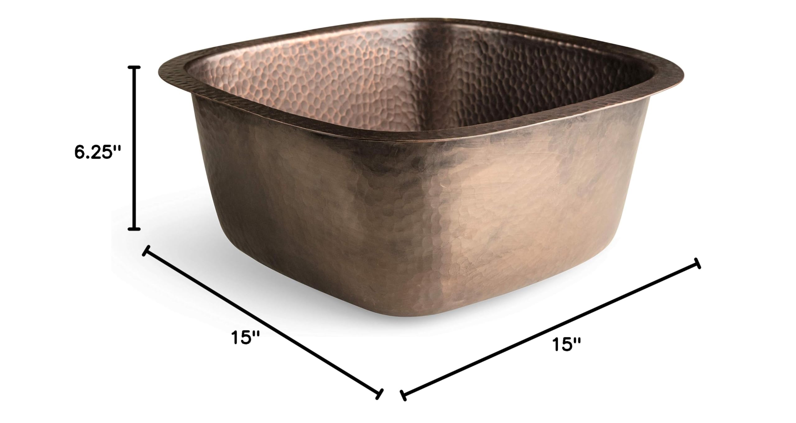 Monarch Abode 17091 Pure Copper Hand Hammered Atlas Dual Mount Bar Prep Sink (15 inches) - Premium Kitchen Sink for Bar, Restaurant & Home Use