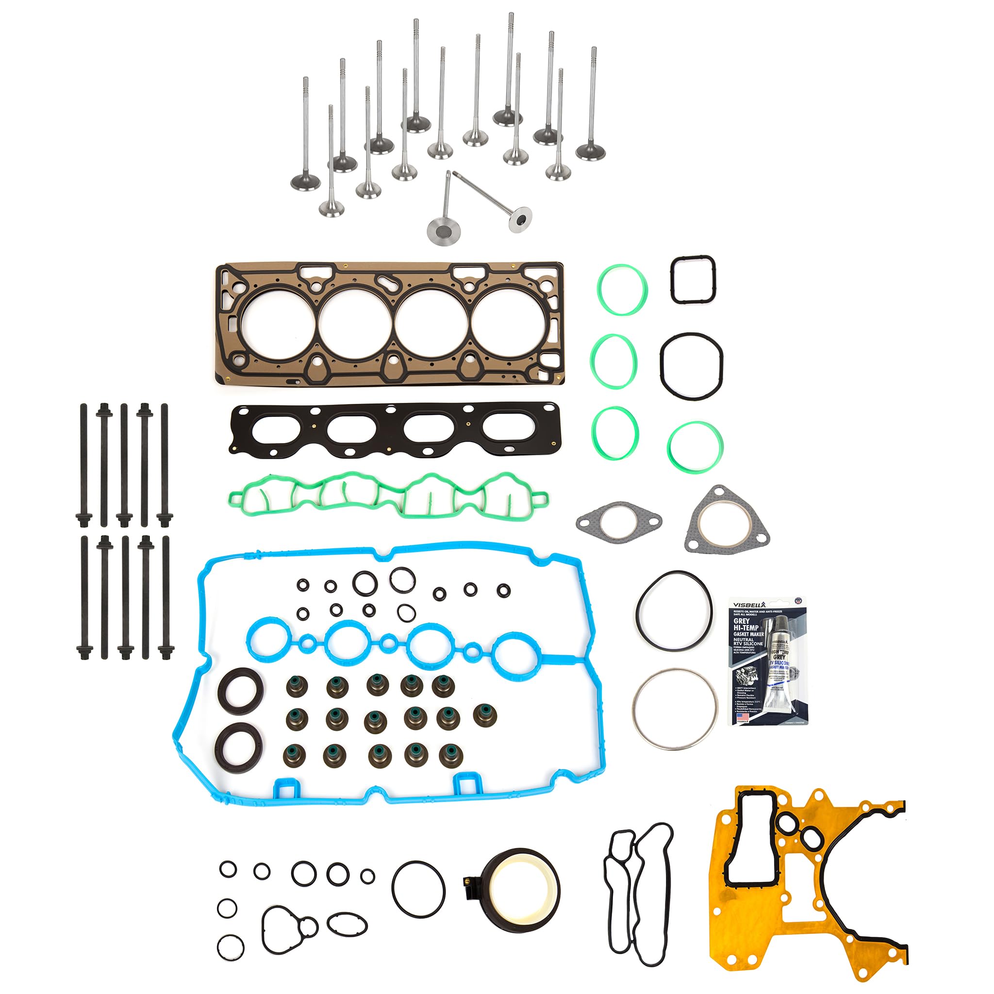 Full Gasket Set Intake & Exhaust Valves Compatible with 2009-2011 Chevrolet Aveo Pontiac G3 1.6L Engine - Perfect for Engine Repair & Maintenance
