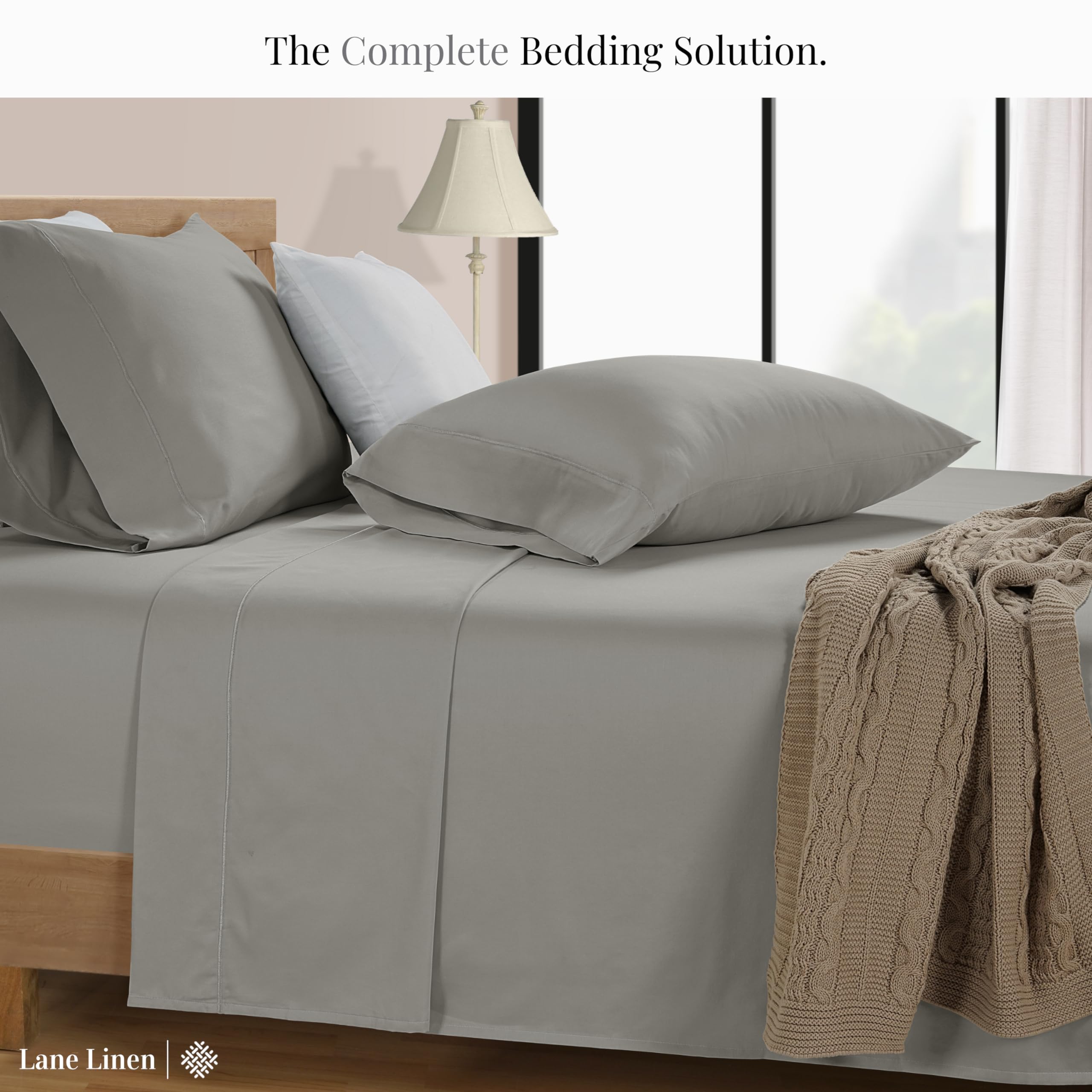 600 TC 100% Cotton Twin Bed Sheets Set - Premium Mercerized Sateen Bedding for Silky Softness & Durability - Fully Elasticized Twin Size Fitted Sheet, Ultra Breathable & Machine Washable - Perfect for Guest Rooms, Dorms & Cozy Bedrooms (Silver)