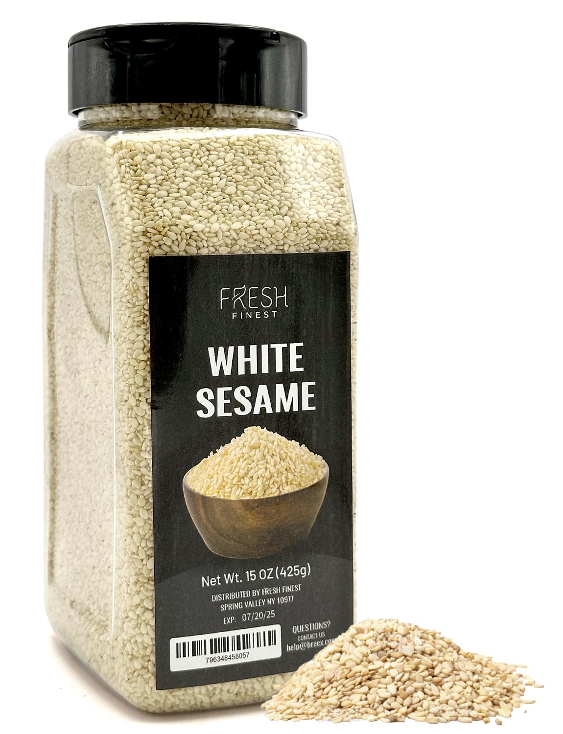 Premium Quality Hulled White Sesame Seeds - 15oz (425g) - Fresh & Nutritious for Baking, Cooking & Salad Topping