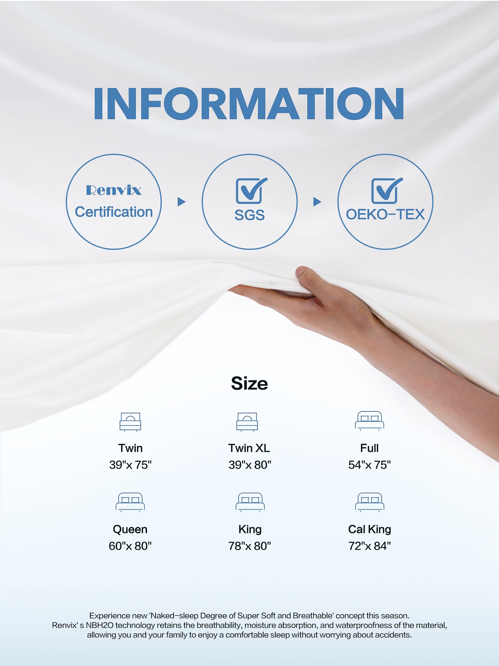 King Waterproof Mattress Protector - Premium Bamboo Viscose Mattress Pad, Ultra Soft & Breathable, Noiseless Fitted Mattress Cover for 8