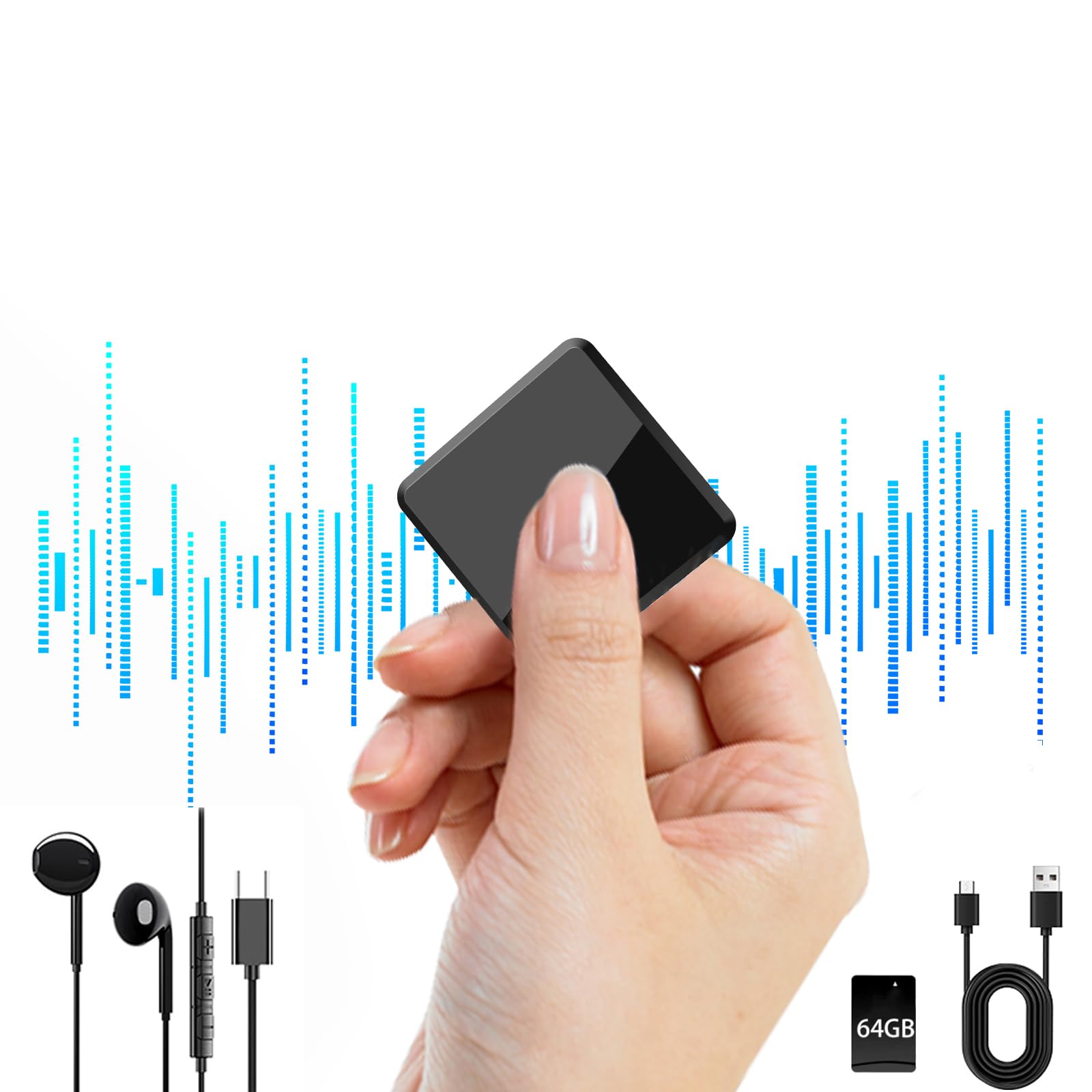 64GB Voice Activated Recorder - Mini Digital Audio Recorder with Clear Sound for Lectures, Meetings, Interviews & Car Use | Portable Recording Device for Students, Professionals & Journalists