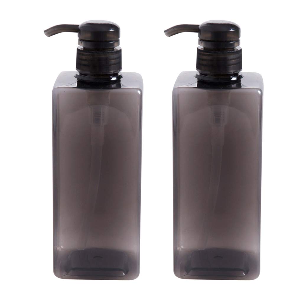 Hemoton 2 Pack 600ml Refillable Plastic Pump Bottles for Shower Gel, Shampoo & Liquid Soap - Leak Proof Bathroom Containers for Home, Travel & Gym Use (Black)