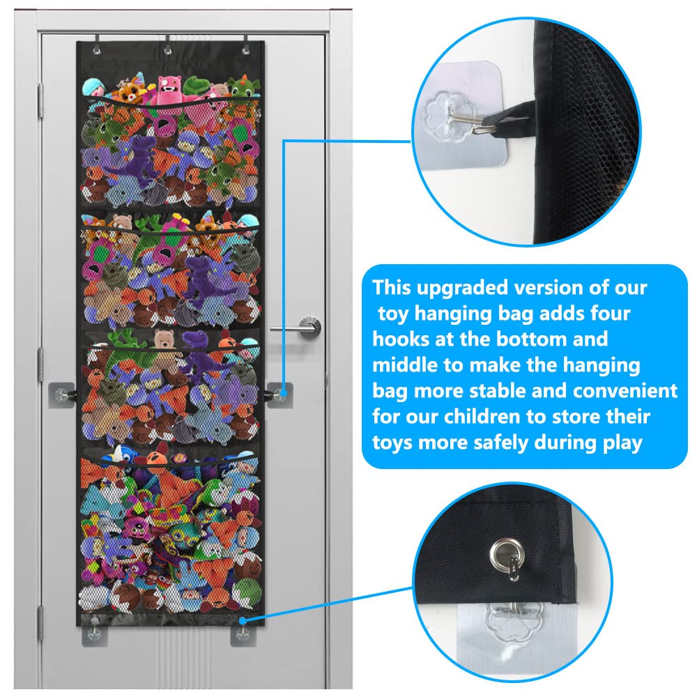Over the Door Hanging Storage Organizer for Stuffed Animals, Baby Diapers & Toys - 4 Large Pockets Space-Saving Closet Organizer for Nursery, Kids Room & Bedroom (Perfect for Plush Toy Storage & Baby Essentials Organization)