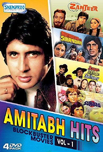 Amitabh Bachchan Blockbuster Movies DVD Collection - Zanjeer, Muqaddar Ka Sikandar, Amar Akbar Anthony, Suhaag - Classic Bollywood Films for Home Entertainment & Movie Nights