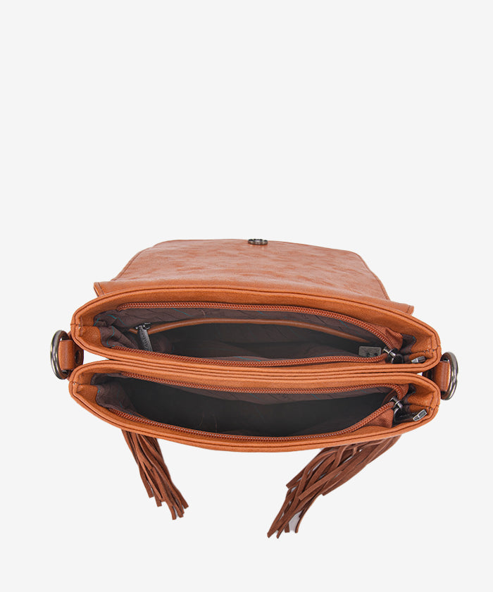 Montana West Tooled Fringe Flap Crossbody Purse for Women - Stylish Leather Shoulder Bag with Western Design - Perfect for Daily Use, Travel & Outdoor Events