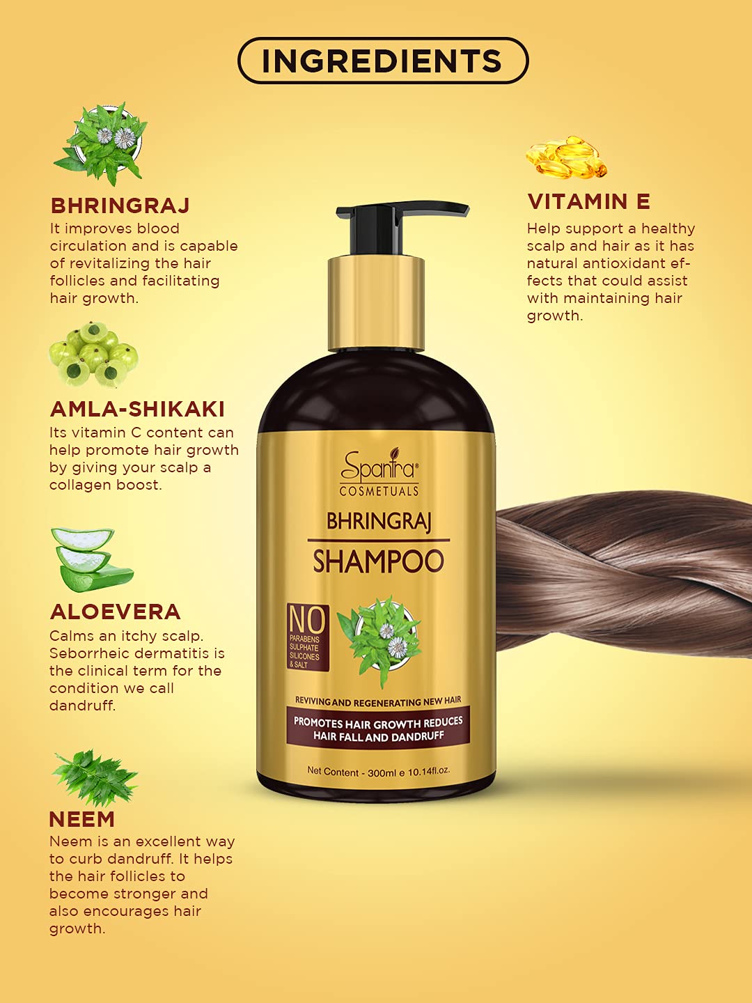 Spantra Bhringraj Shampoo 300ml for Hair Growth & Scalp Care | Natural Ayurvedic Formula to Strengthen Hair Roots | Deep Conditioning Treatment for Dry & Damaged Hair | Paraben & Sulfate Free | Perfect for Daily Use & Hair Regrowth Therapy