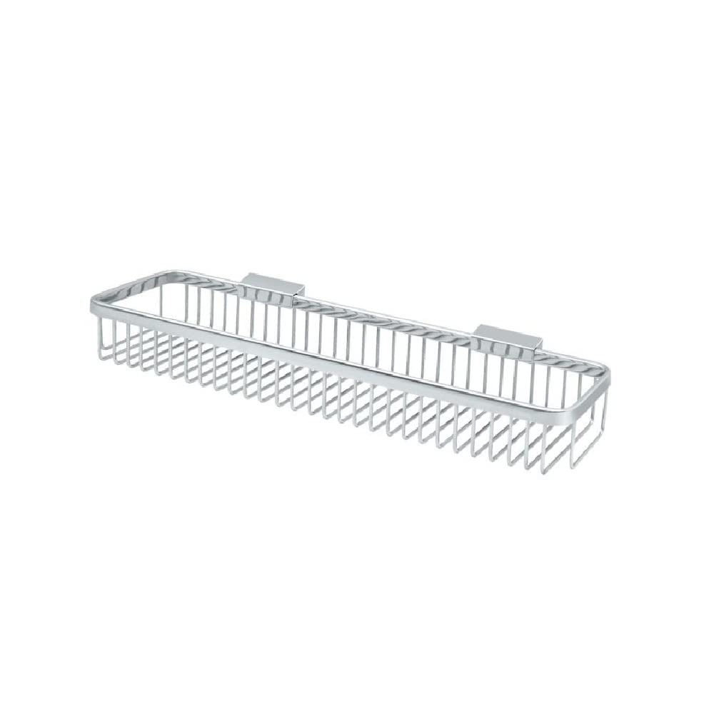 Deltana 18-Inch Rectangular Chrome Wire Basket - Sturdy Metal Storage Organizer for Kitchen, Bathroom, Office & Garage Organization