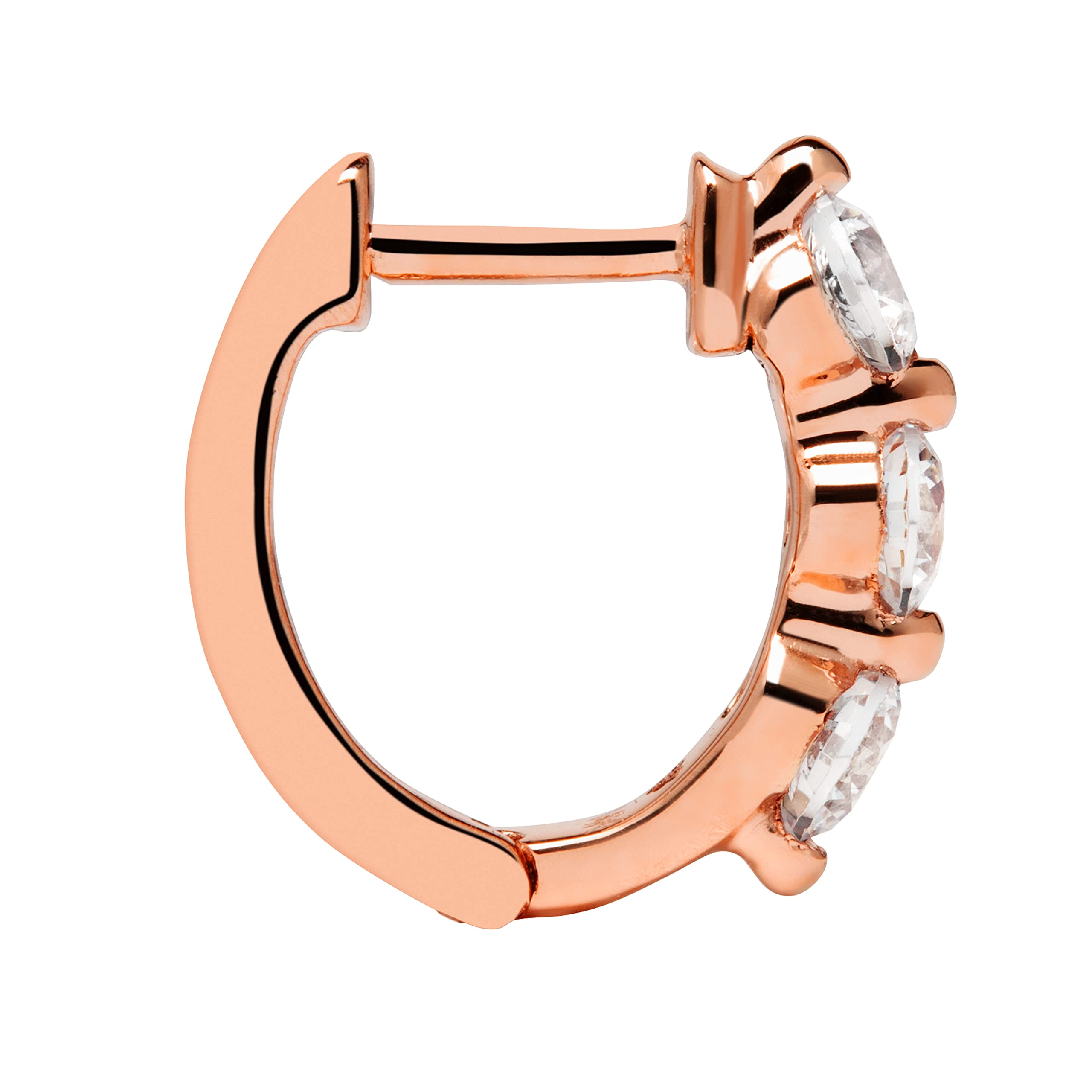 14K Solid Gold Huggie Hoop Earrings with Cubic Zirconia - Round Cut, Pave or 3-Stone Setting - Elegant Everyday Jewelry Gift for Women, Perfect for Work, Date Night & Special Occasions