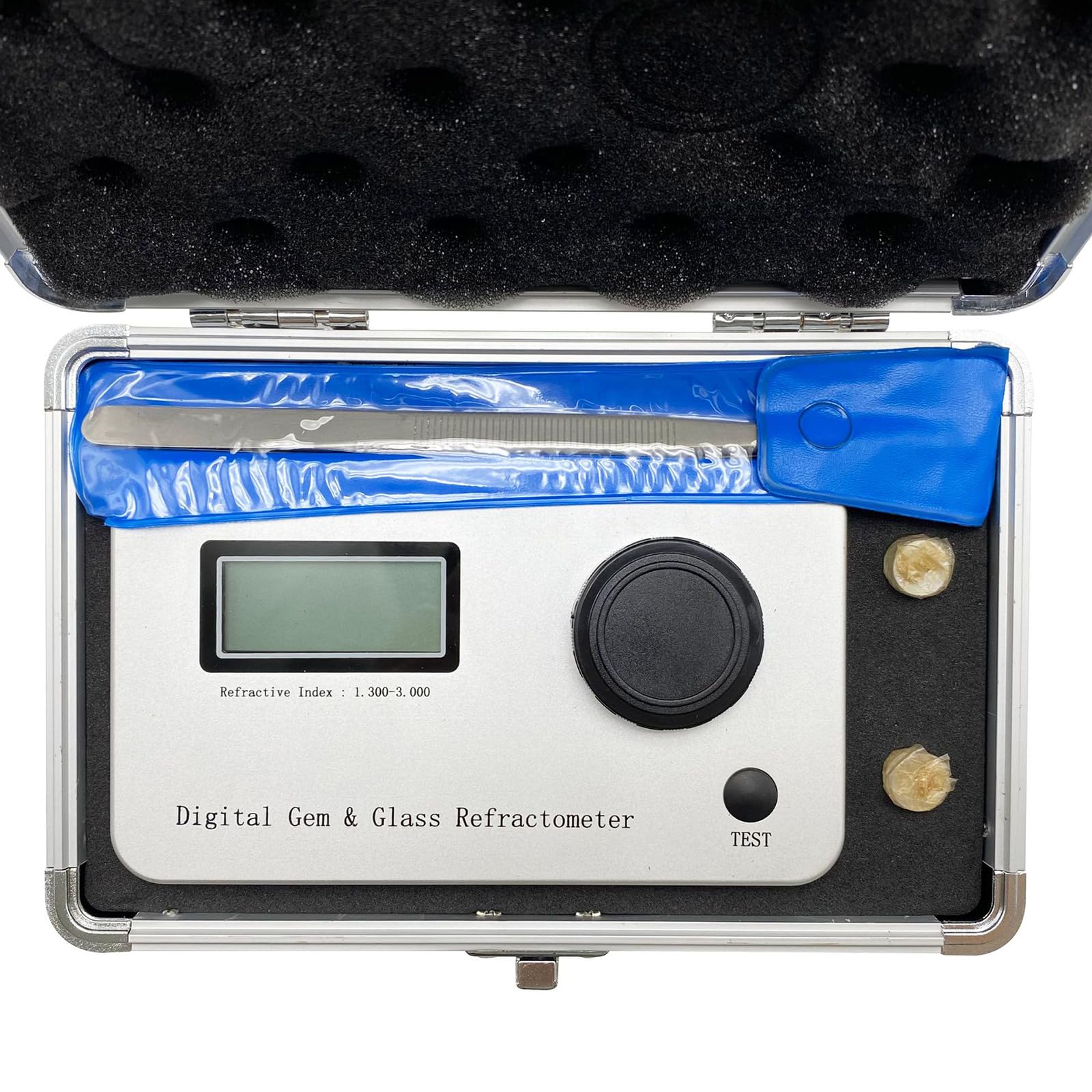 Gemstone Refractometer - Professional Jewelry Tester Tool with LCD Screen (Refractive Index 1.300-3.000) for Diamond, Gold & Silver Identification - Perfect for Gemologists, Jewelers and Jewelry Appraisers