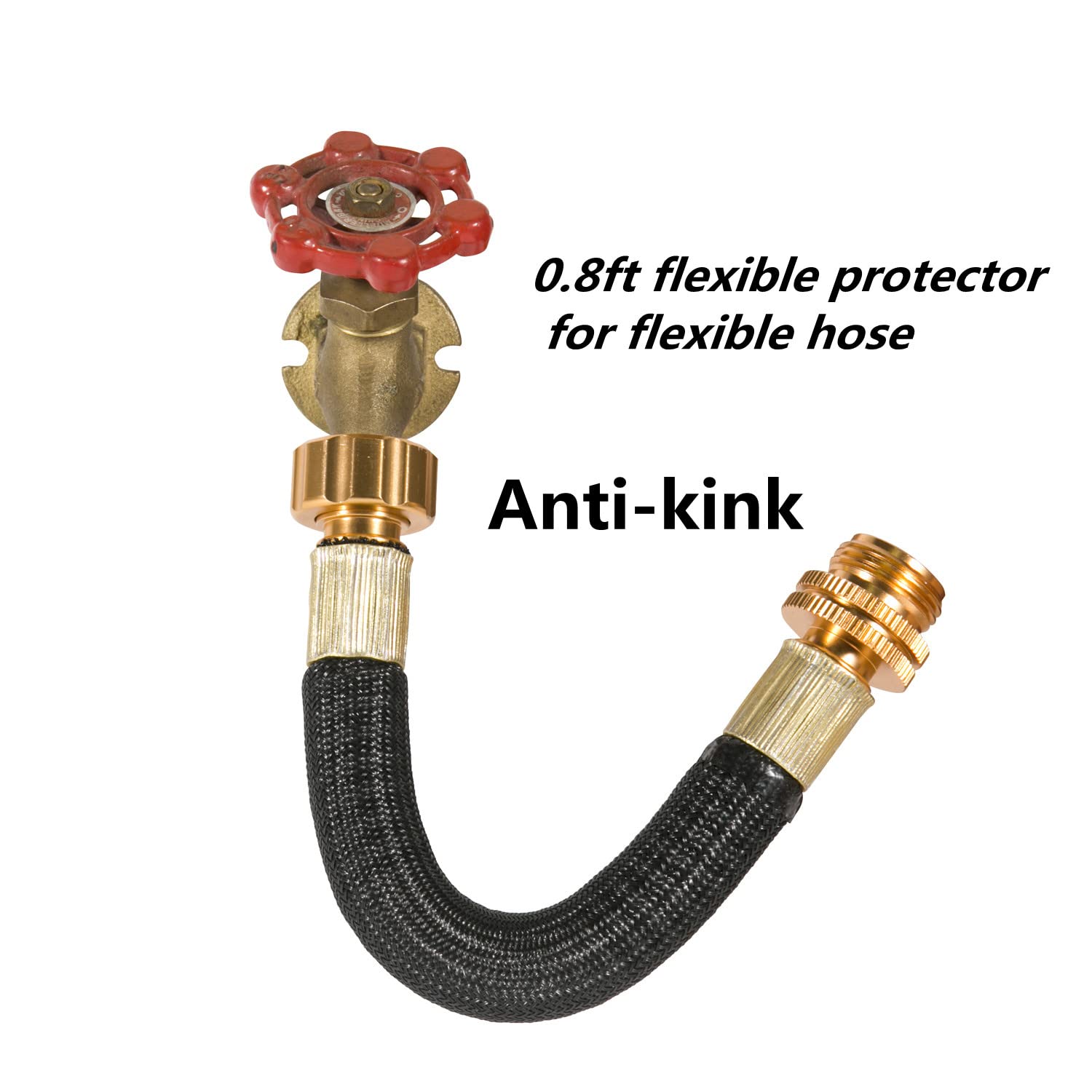 2 Pack 0.8ft Flexible Garden Hose Extension Adapter - Short Connector with Spiral Tube for Hose Reel, RV, Dehumidifier - Perfect for Outdoor Watering, RV Hookups & Home Appliance Connections