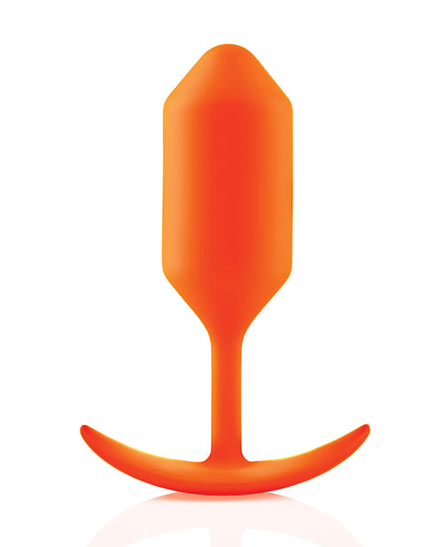 B Vibe Snug Plug 3 - Weighted Silicone Anal Plug for Enhanced Sensation & Comfort (Orange) | Perfect for Couples Play, Solo Exploration & Prostate Stimulation