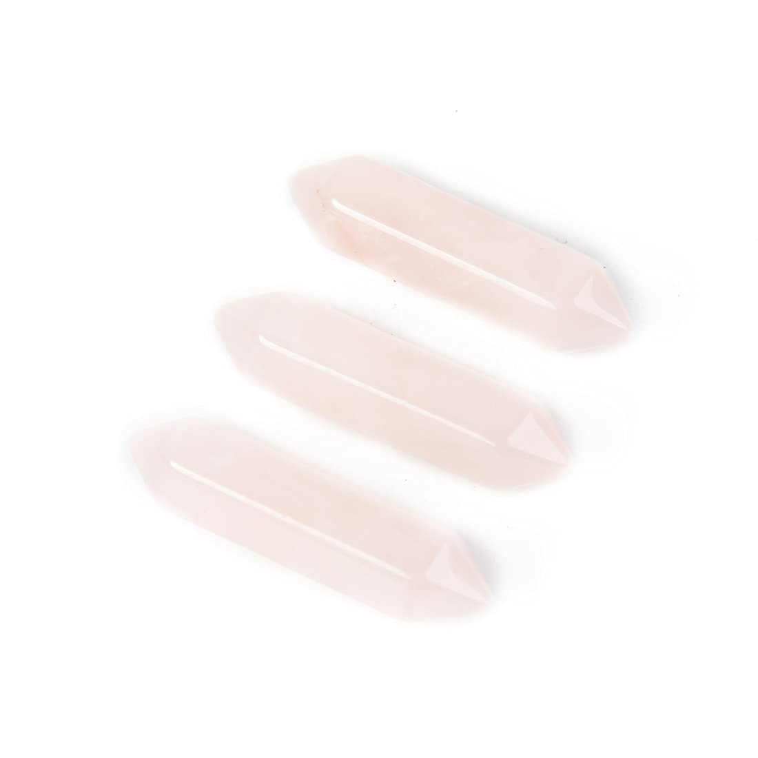YGLINE 3-Piece Natural Rose Quartz Crystal Wands Set - Hexagonal Pointed & Faceted Reiki Prism for Chakra Healing, Energy Balancing & Meditation - Pink Tumbled Gemstone for Spiritual Wellness, Yoga & Home Decor