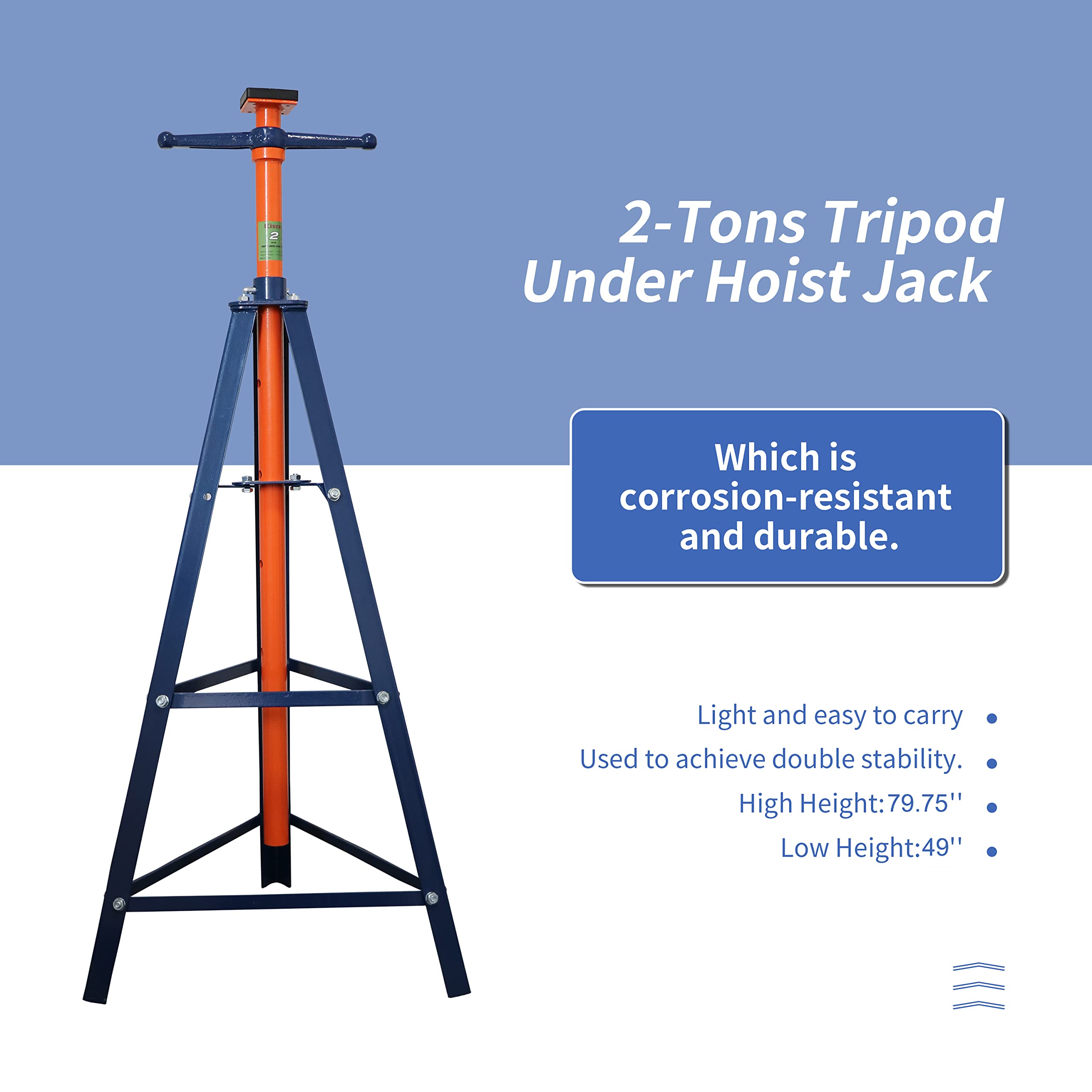 PONO 2 Ton Underhoist Tripod Stand - Heavy Duty High Lift Jack Stand with 80