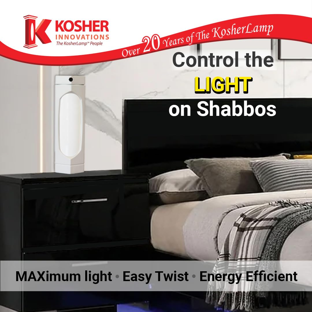 Kosher Lamp Max White - Premium Shabbat & Holiday LED Lamp for Jewish Homes - Perfect for Shabbat Meals, Prayer Time & Nighttime Safety