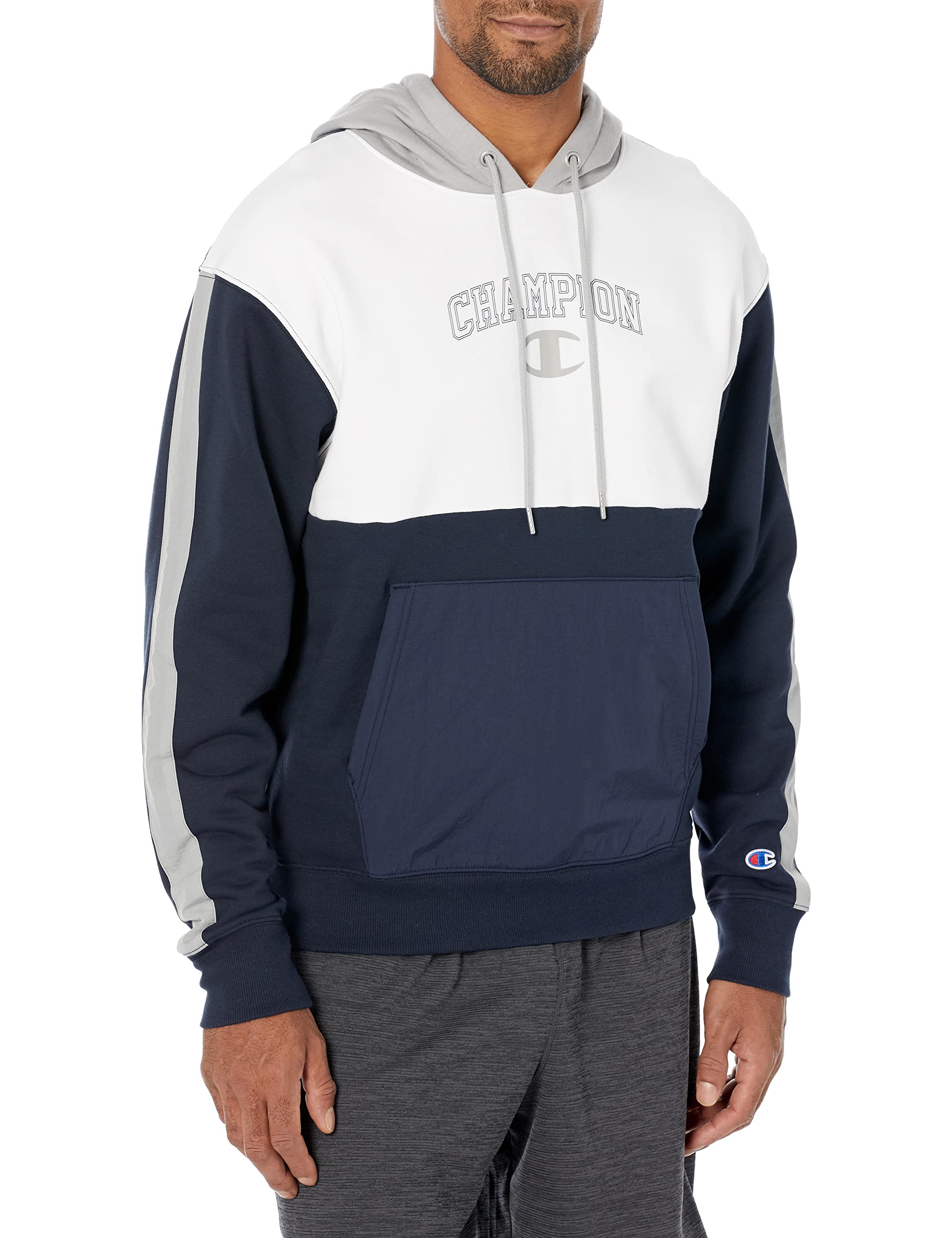 Champion Men's Fleece Hoodie with Iconic 'C' Logo & Script - Soft Warm Pullover Sweatshirt for Casual Wear, Gym, and Outdoor Activities