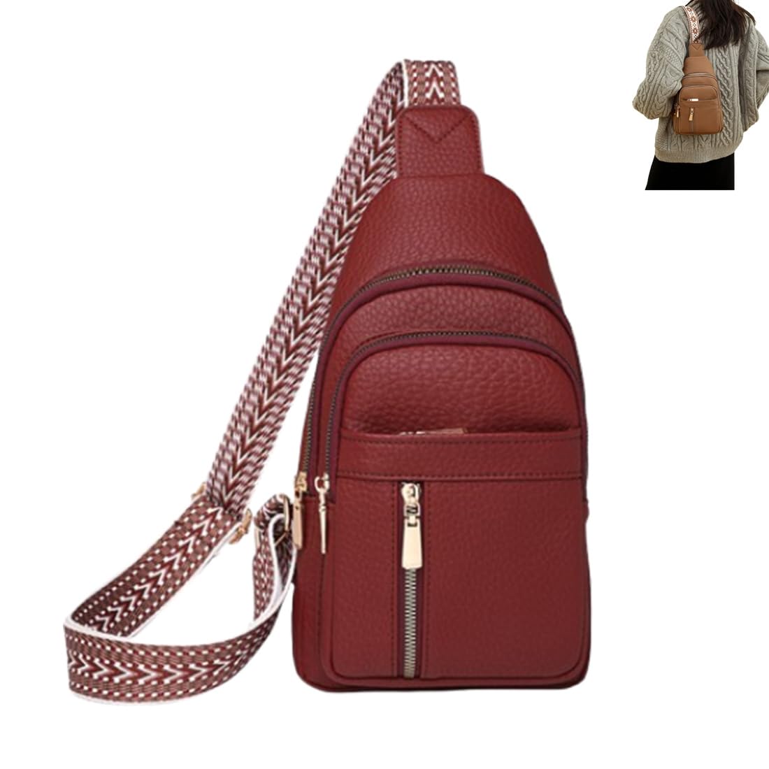 Women's Leather Anti-Theft Crossbody Sling Bag - Small Waist Pack for Travel, Gym & Daily Use | Stylish & Secure Shoulder Bag for Outdoors, Commuting & Shopping