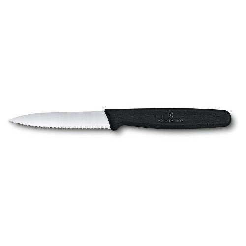 Victorinox 3.25-Inch Serrated Paring Knife - Sharp Stainless Steel Blade for Precise Peeling, Slicing & Trimming - Perfect for Fruits, Vegetables & Small Kitchen Tasks
