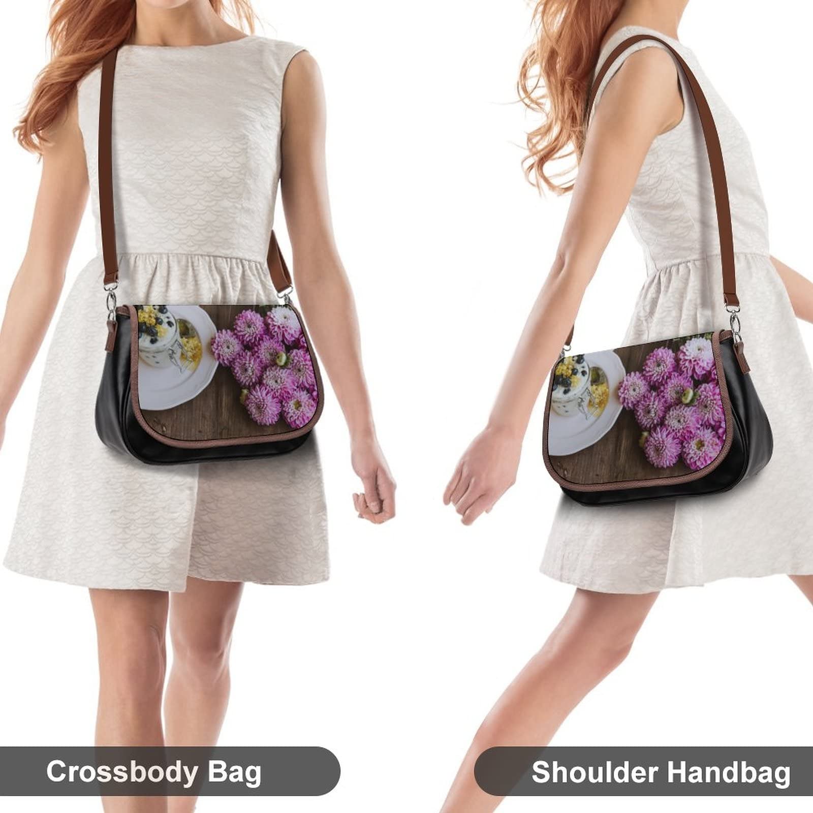 Trendy Printed Crossbody Bags for Women - Fashion Leather Shoulder Purse with Daisy Floral Design - Perfect for City Commute, Brunch & Daily Use