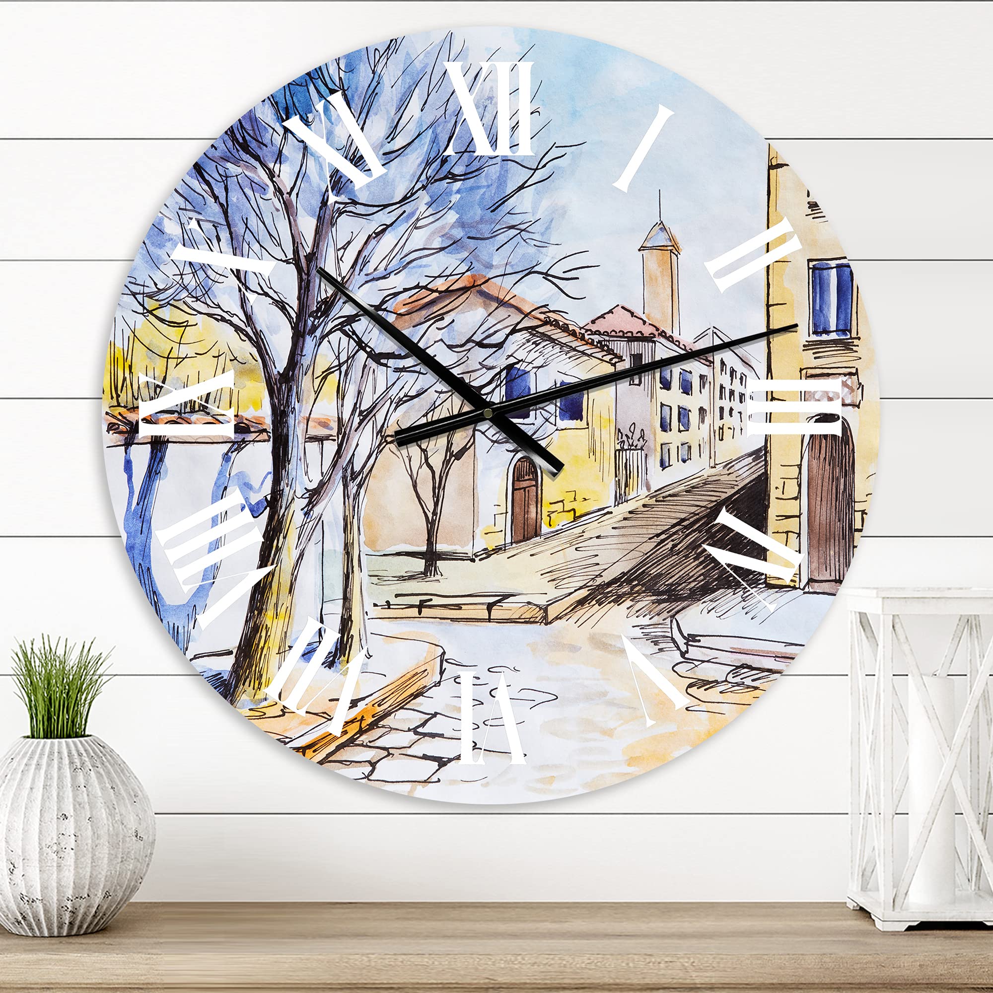 Large Traditional Wall Clock - 'White House in Summer Village' Landscape & Nature Design for Bedroom, Living Room & Office Decor | Silent Non-Ticking Wall Clock for Home & Office Use