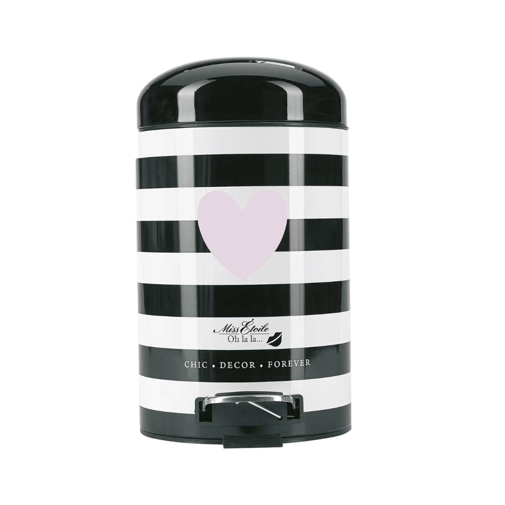 Ms Etoile Rose Heart Pedal Bin - Elegant Trash Can with Lid for Bathroom, Bedroom & Office - Romantic Floral Design Waste Basket for Home Decor & Gift Giving