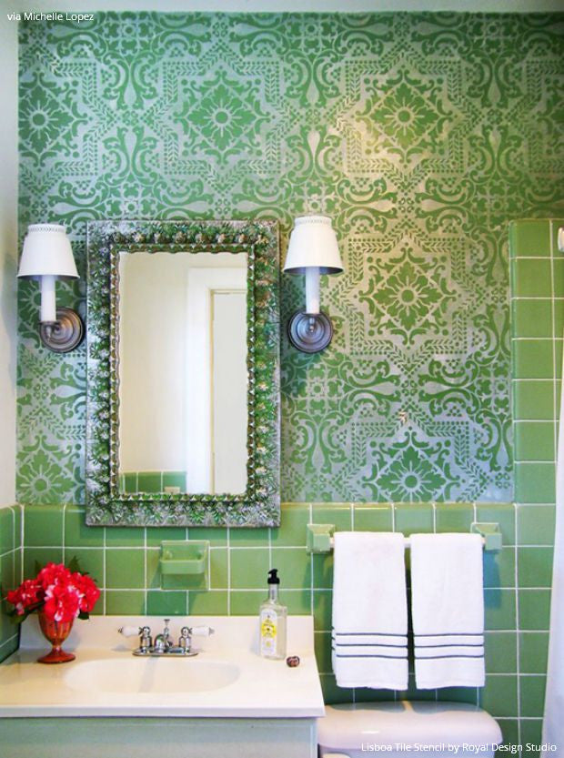Lisboa Tile Stencil - Reusable DIY Ceramic Stencils for Home Decor, Wall Art & Craft Projects | Perfect for Bathroom, Kitchen Backsplash & Floor Tile Designs