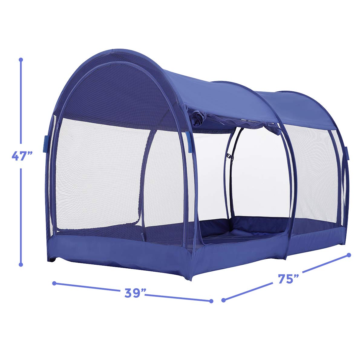 Dream Tents Bed Canopy - Pop Up Twin Size Cabin Shelter for Kids & Adults - Warm Breathable Indoor Privacy Tent (Mattress Not Included) - Perfect for Bedrooms, Dorms, Camping & Reading Nooks