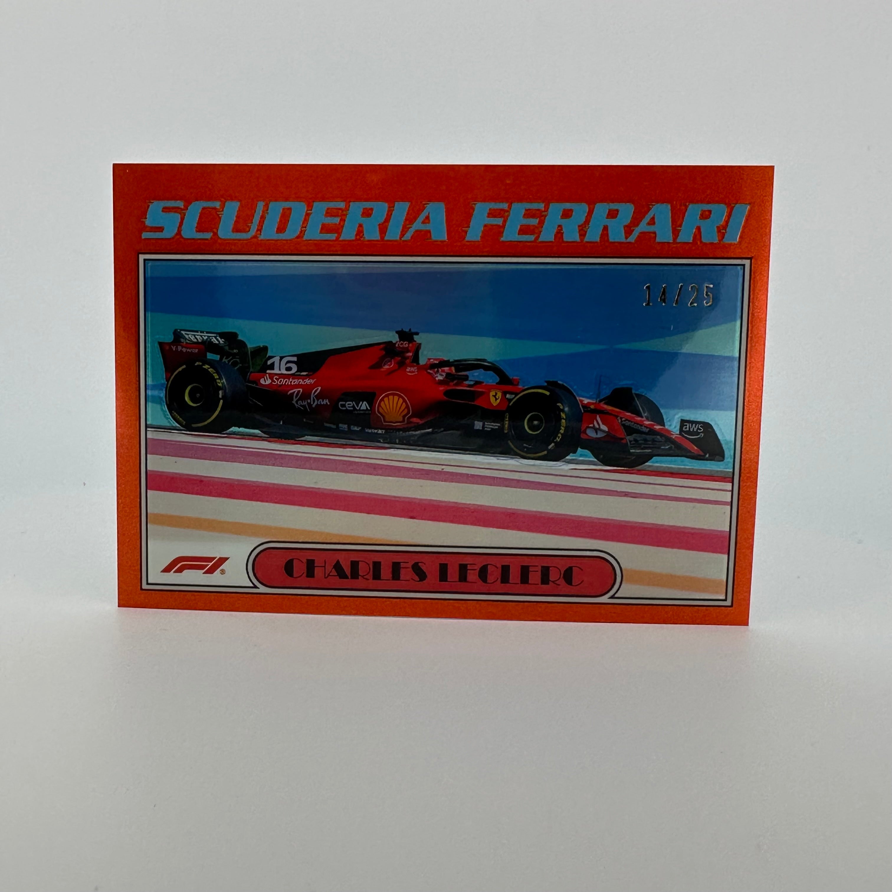 2023 Topps Chrome Formula 1 Charles Leclerc #AU77 Orange Refractor 14/25 - Rare F1 Trading Card for Collectors & Racing Fans, Perfect for Display Cases & Sports Memorabilia Collections