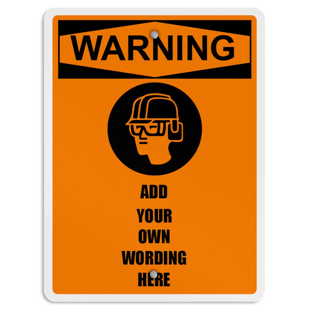 OSHA Warning Sign - Weatherproof Metal Safety Sign for PPE (Hard Hat, Safety Glasses, Goggles, Earmuffs) - 9x12 Inches Vertical - Customizable Text - Perfect for Construction Sites & Industrial Safety Areas