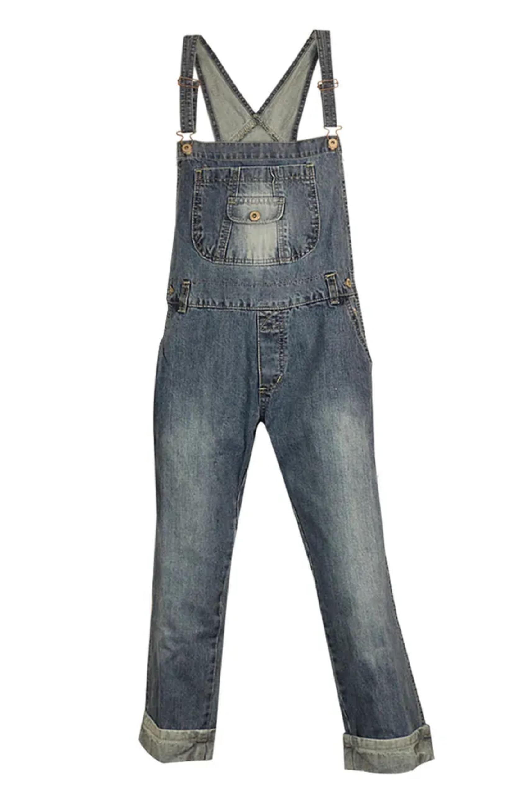 Women's Clove Jeans Capri Dungarees - Straight Leg Blue Denim Jumpsuit with Coin Pocket - Plus Size 8-22 - Casual Outfit for Work, Weekend & Street Style