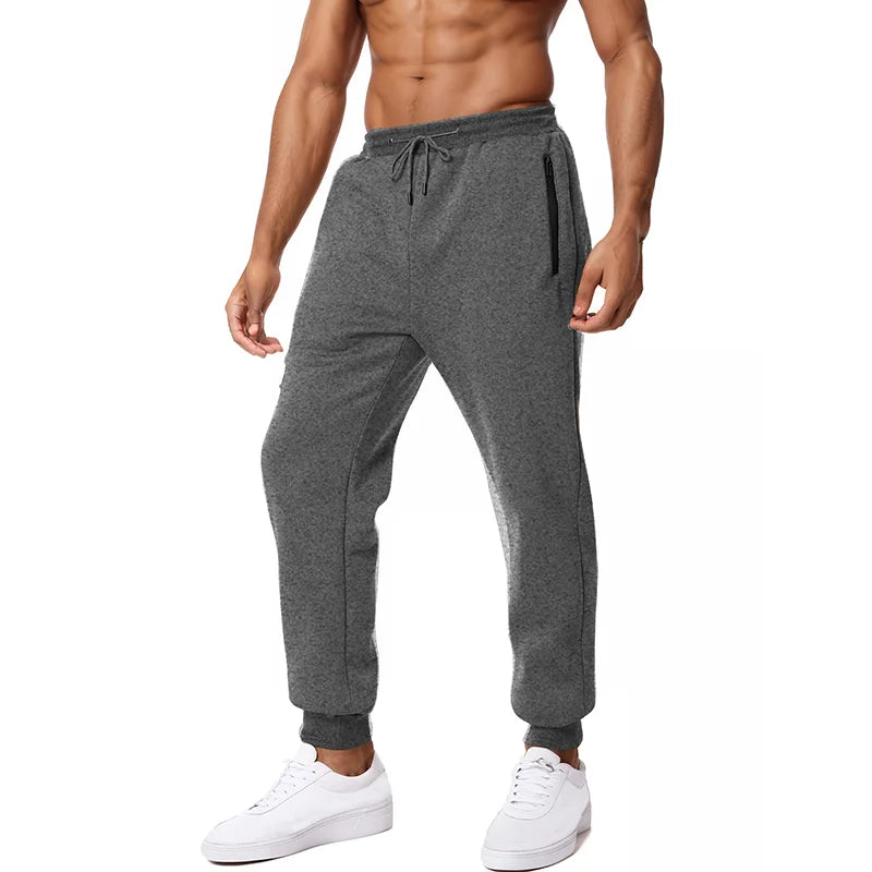 Men's Sweatpants with Side Zipper Pockets - Elastic Waist Joggers & Track Pants for Gym, Running, Workout & Casual Wear - Comfortable Baggy Sport Pants for Fitness & Lounge